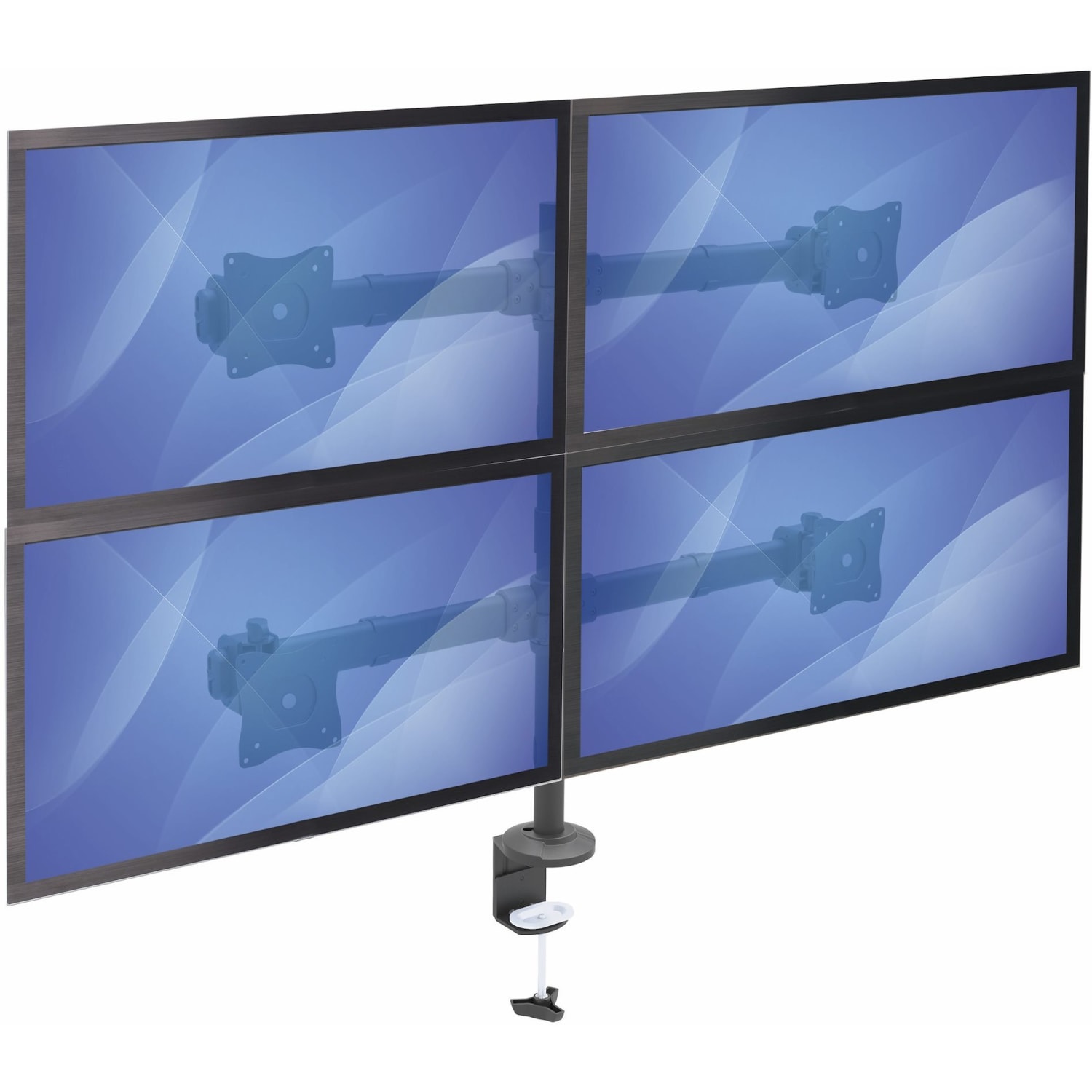 StarTech.com Desk Mount Quad Monitor Arm - 4 VESA Displays up to 27in - Ergonomic Height Adjustable Articulating Pole Mount - Clamp/Grommet - Image 4