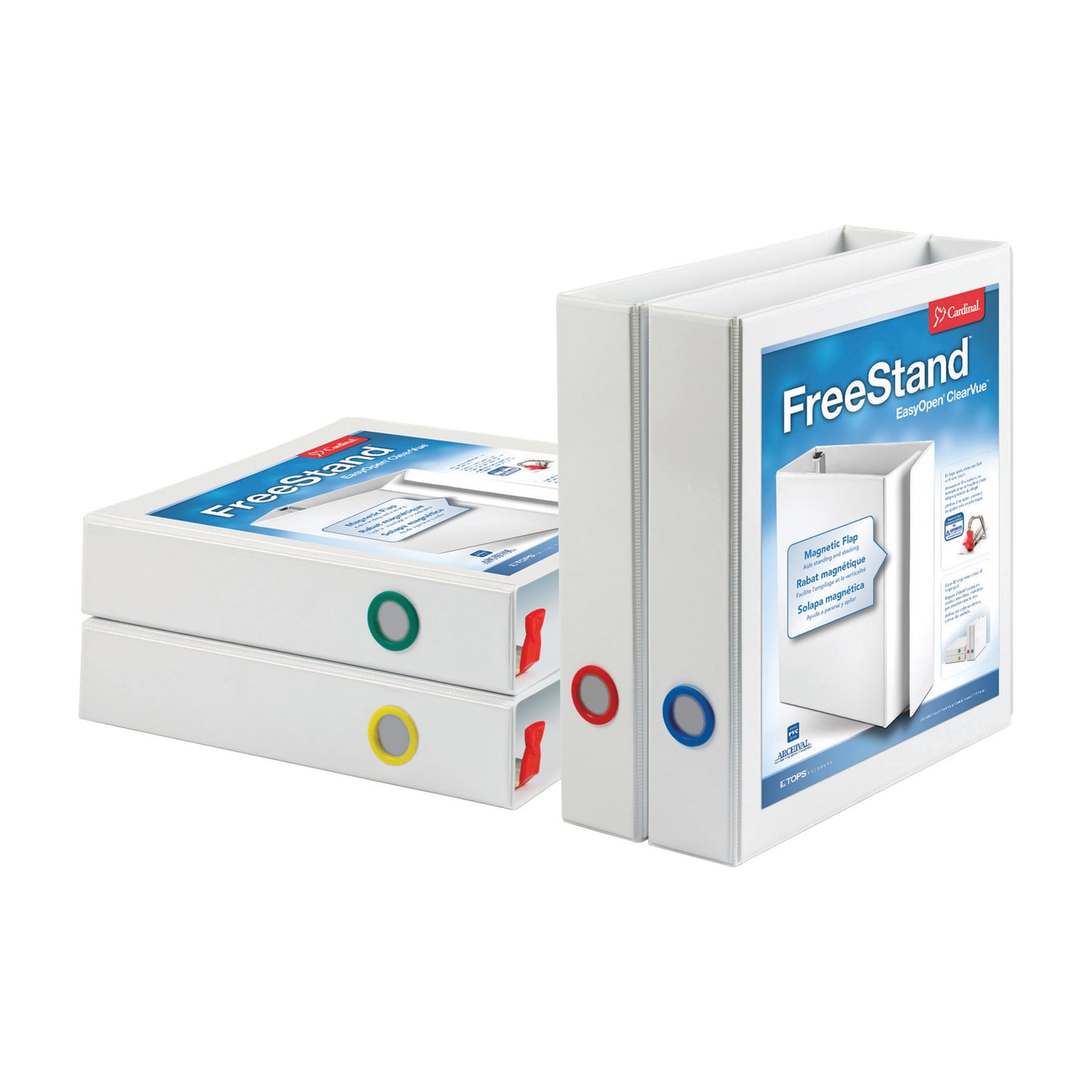 Cardinal Freestand Easy-Open ClearVue Locking 3-Ring Binder, 3in Slant Rings, White - Image 3