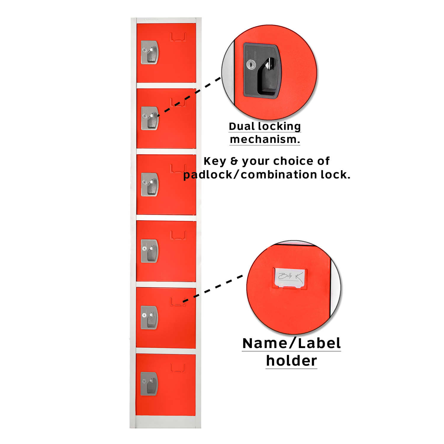 Alpine 6-Tier Steel Lockers, 72inH x 12inW x 12inD, Red, Pack Of 4 Lockers - Image 5