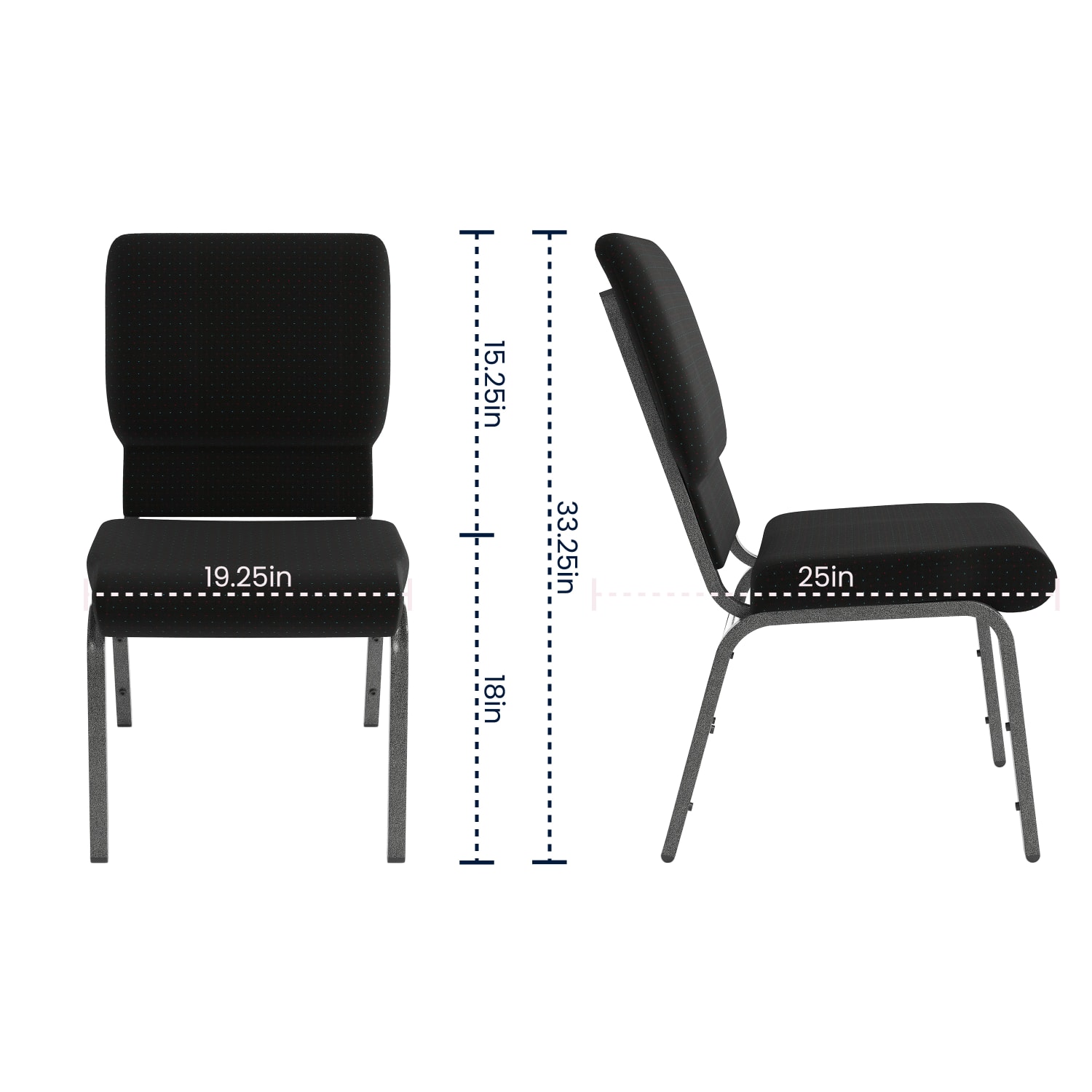 Flash Furniture HERCULES Series Stackable Church Chair, Black/Silvervein - Image 8