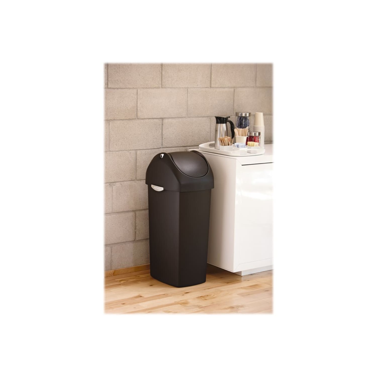 simplehuman Square Swing-Lid Plastic Trash Can, 15 Gallons, 32-4/5inH x 13-1/2inW x 16-7/10inD, Black - Image 6