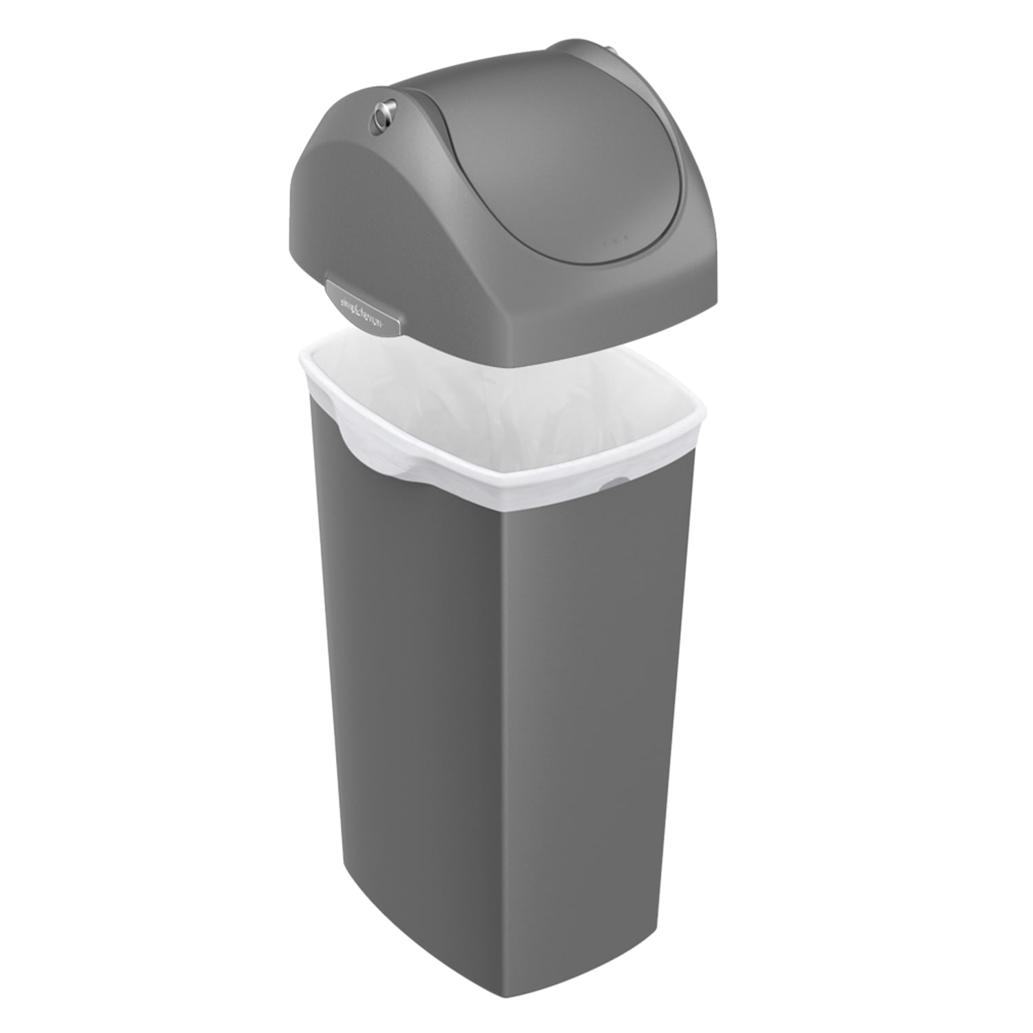 simplehuman Square Swing-Lid Plastic Trash Can, 15 Gallons, 32-4/5inH x 13-1/2inW x 16-7/10inD, Gray - Image 3