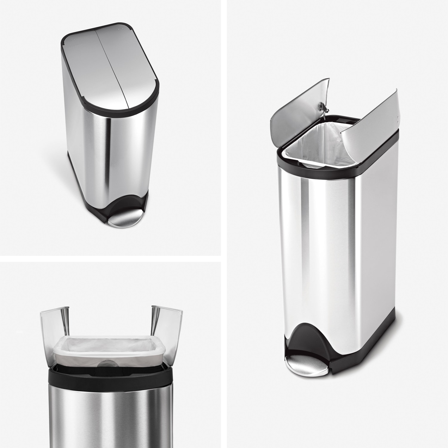 simplehuman Butterfly Step Fingerprint-Proof Trash Can, 8 Gallons, Brushed Stainless Steel - Image 4