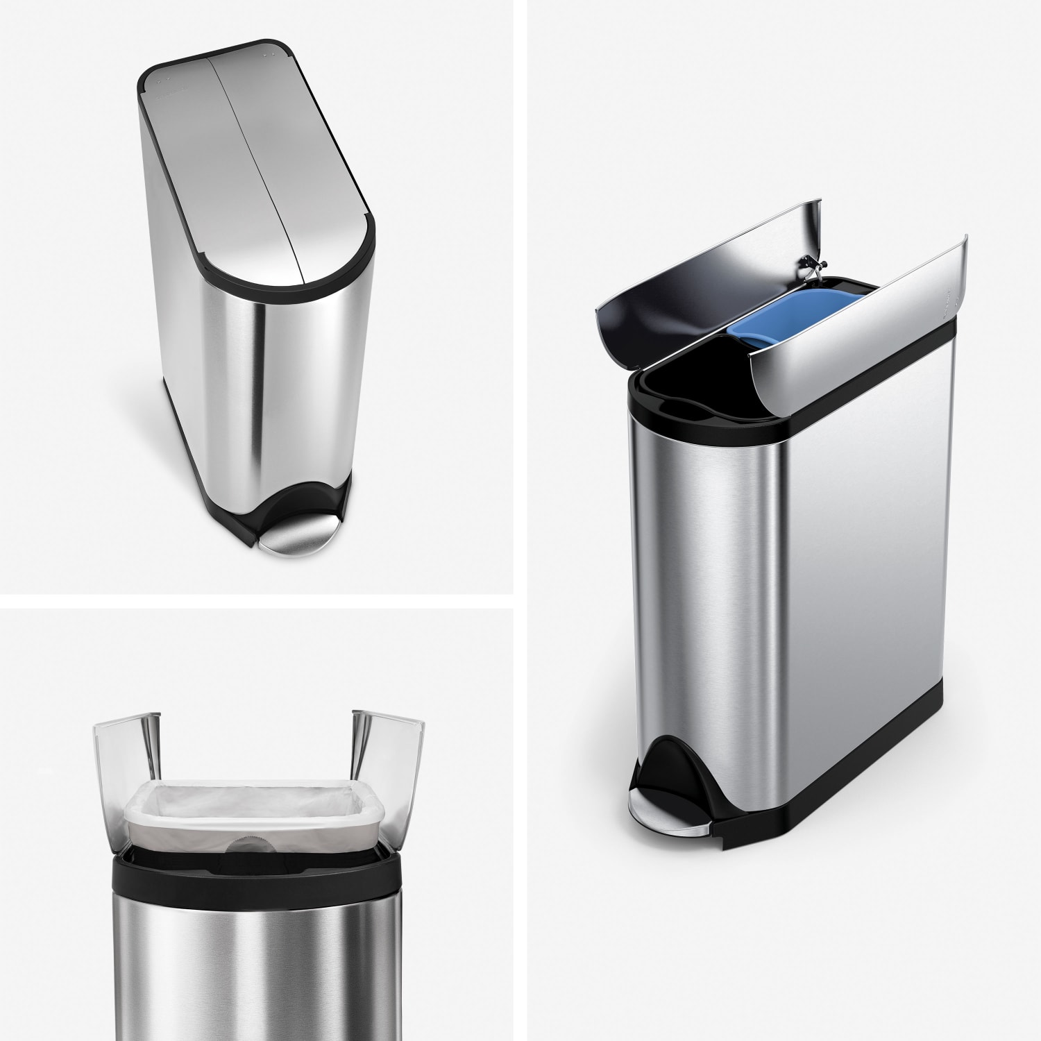 simplehuman Butterfly Step Fingerprint-Proof Trash Can, 12 Gallons, Brushed Stainless Steel - Image 4