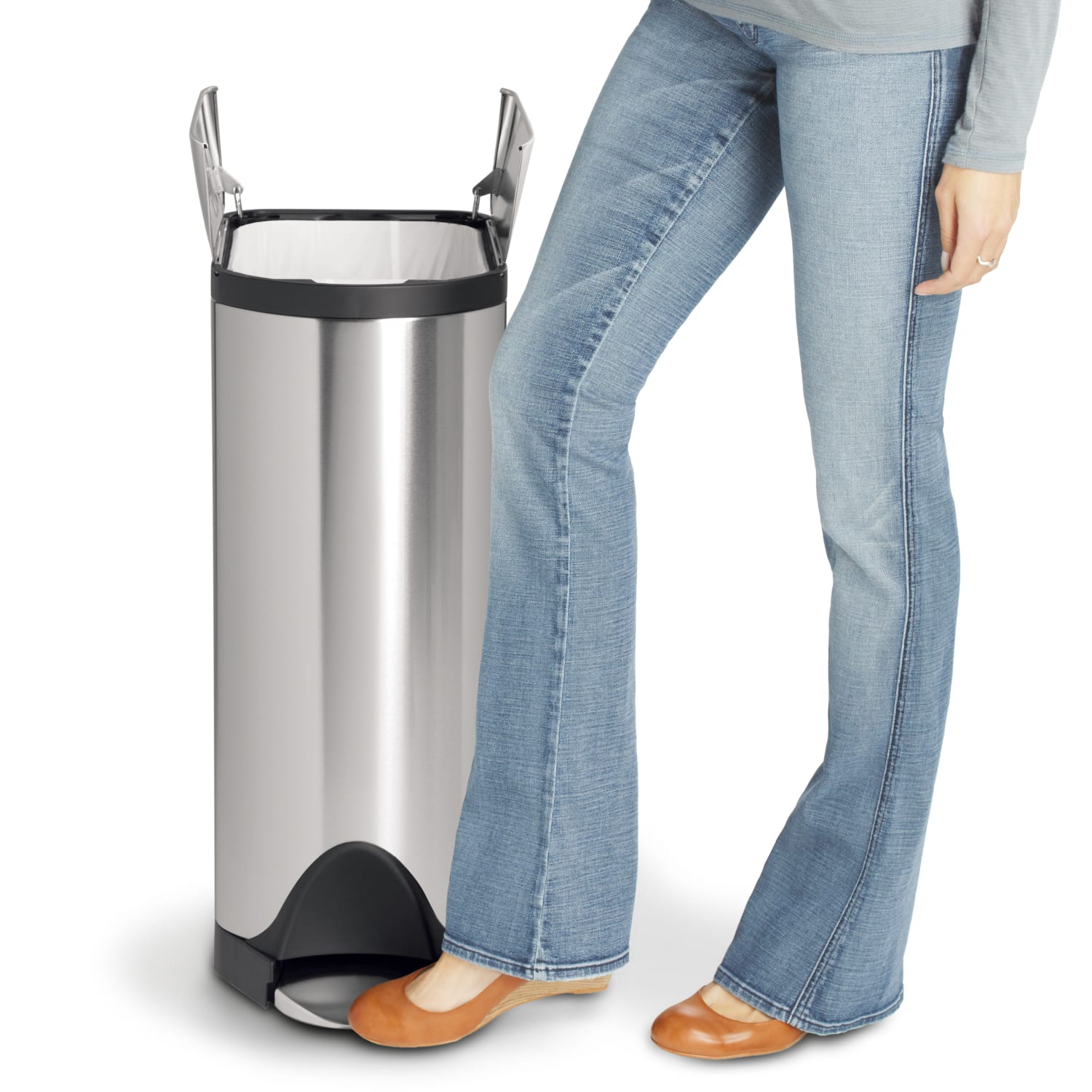 simplehuman Butterfly Step Fingerprint-Proof Trash Can, 12 Gallons, Brushed Stainless Steel - Image 5