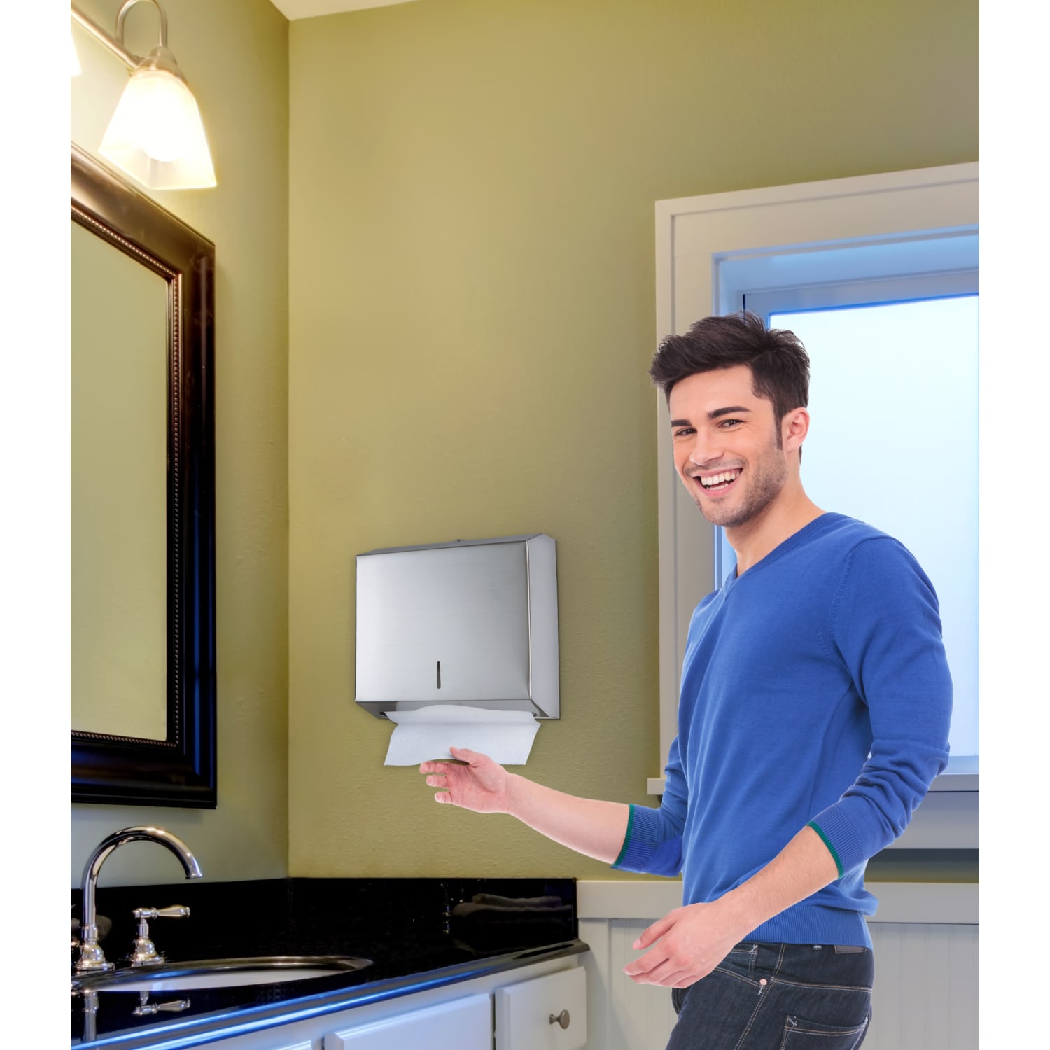 Alpine Multi-Fold C-Fold Paper Towel Dispenser, 10-1/4inH x 11-1/4inW x 4inD, Stainless Steel - Image 3