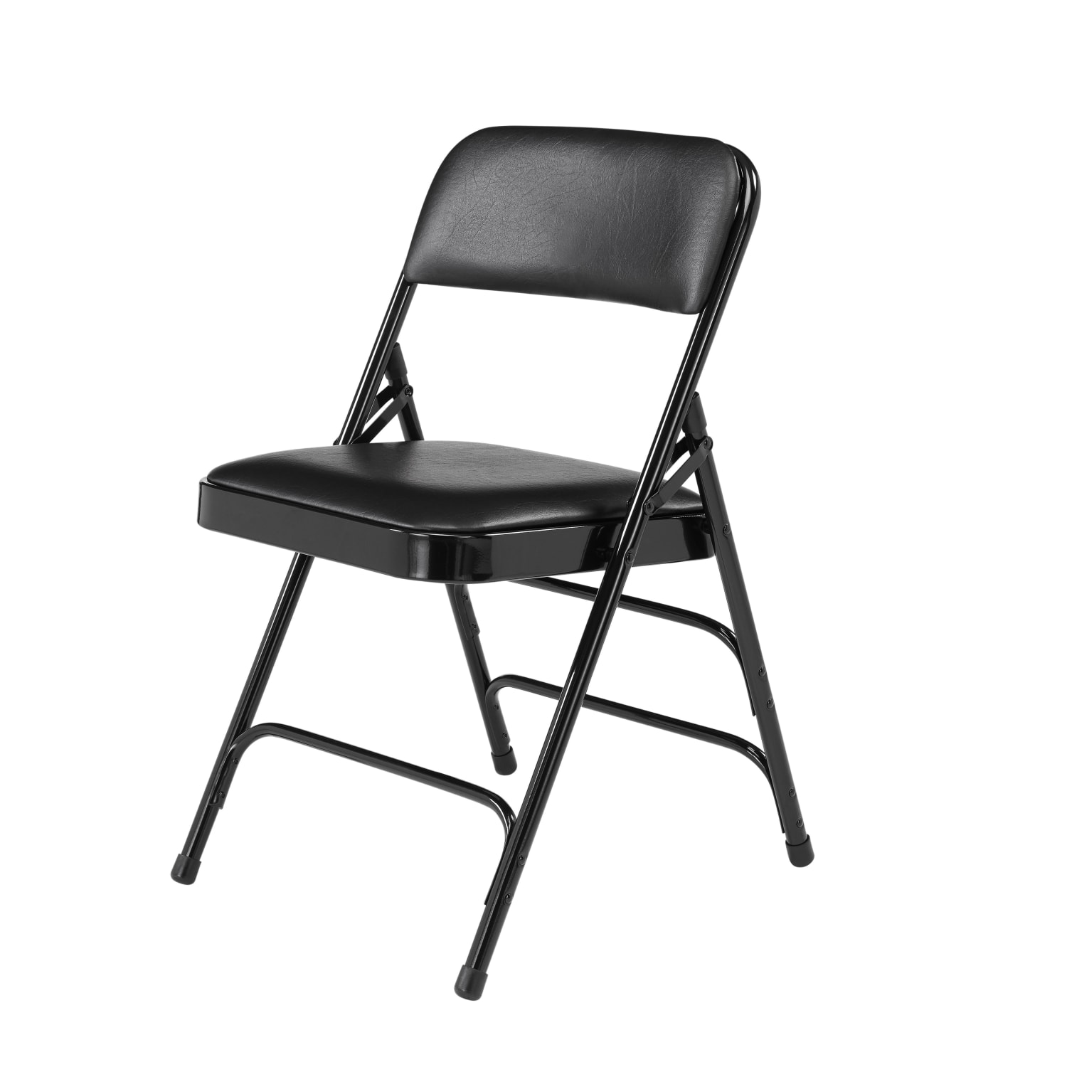 National Public Seating 1300 Series Premium Vinyl Upholstered Triple Brace Folding Chairs, Black, Set Of 4 Chairs - Image 4