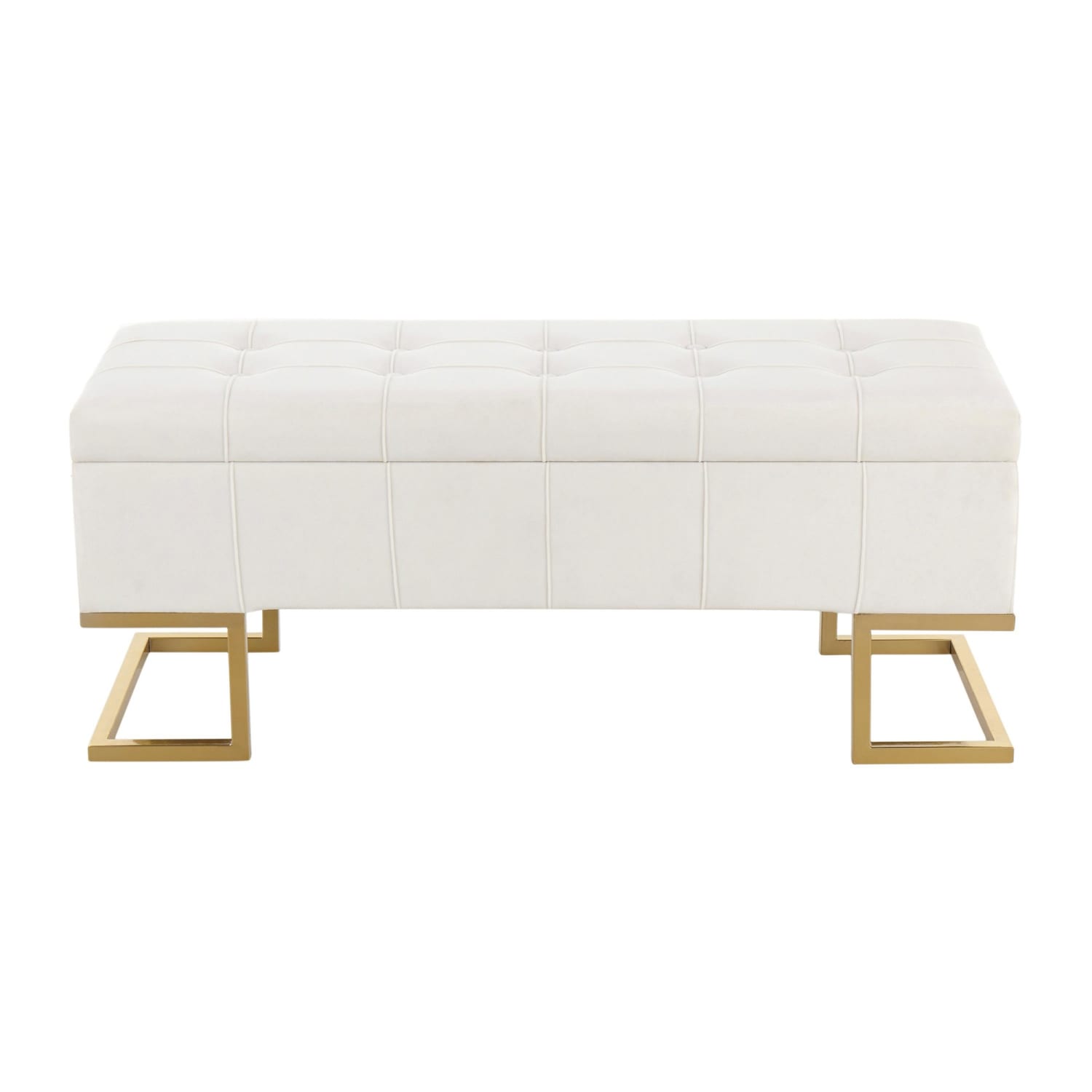 LumiSource Midas Storage Bench GoldWhite PopularChairscom