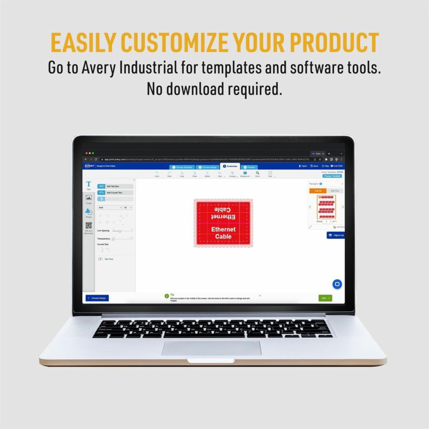 Avery Cable Labels, T-Style, 1.25in x 2in , 300 Total (61539) - Waterproof - 1 1/4in Width x 2in Length - Permanent Adhesive - T-shaped - Inkjet, Laser - White - Film - 30 / Sheet - 10 Total Sheets - 300 Total Label(s) - 1 - Image 4