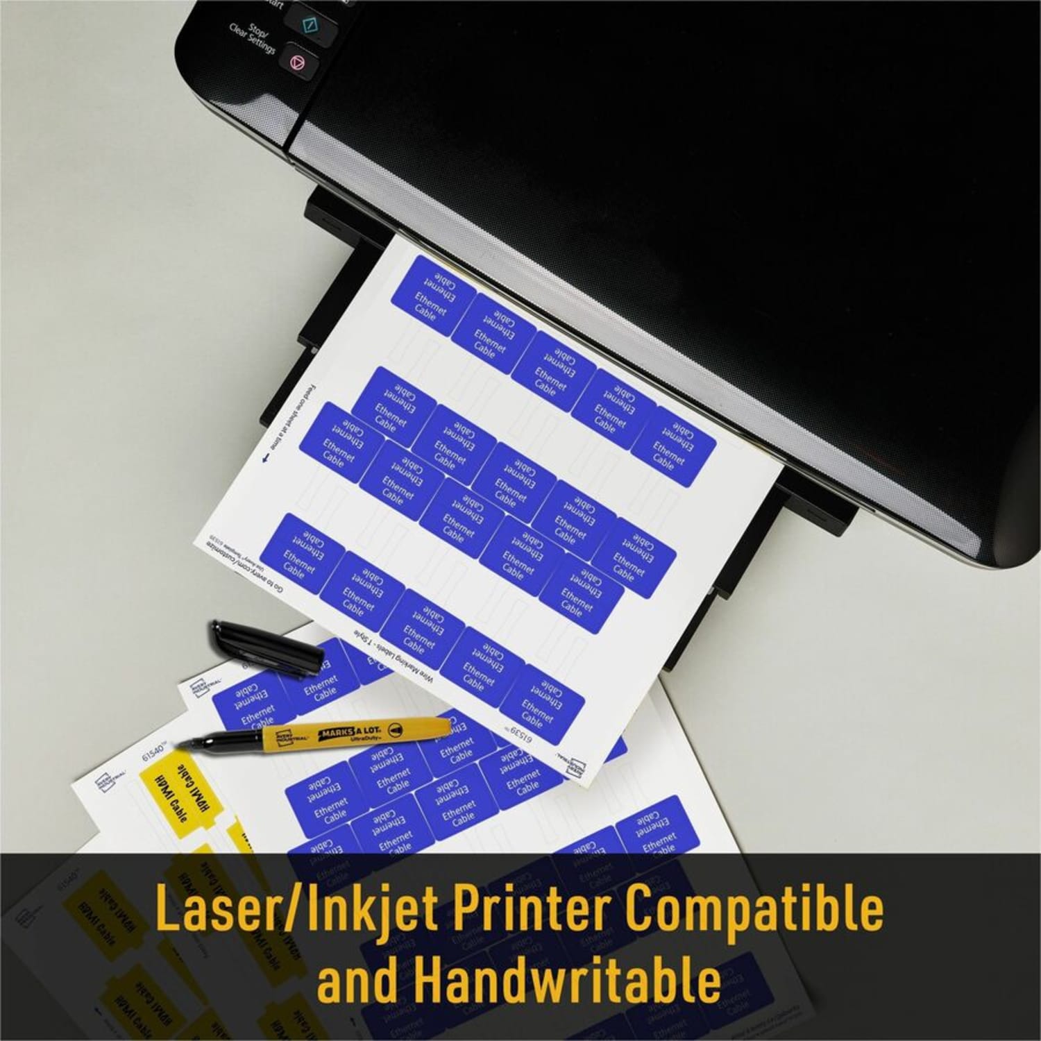 Avery Cable Labels, T-Style, 1.25in x 2in , 300 Total (61539) - Waterproof - 1 1/4in Width x 2in Length - Permanent Adhesive - T-shaped - Inkjet, Laser - White - Film - 30 / Sheet - 10 Total Sheets - 300 Total Label(s) - 1 - Image 6