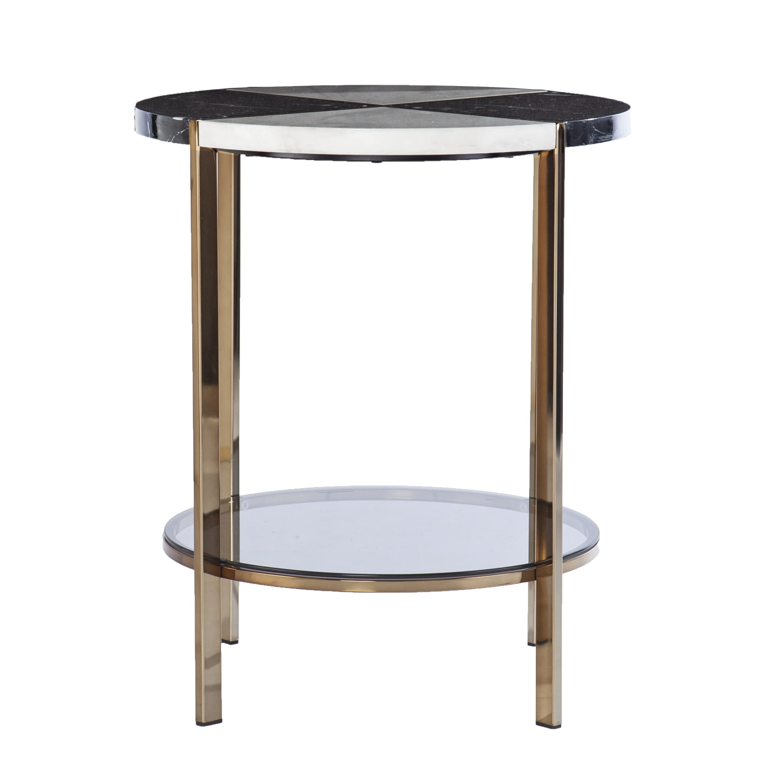 SEI Cortinada Round Faux Marble End Table, 24inH x 20-1/4inW x 20-1/4inD, Black/White/Gold - Image 3