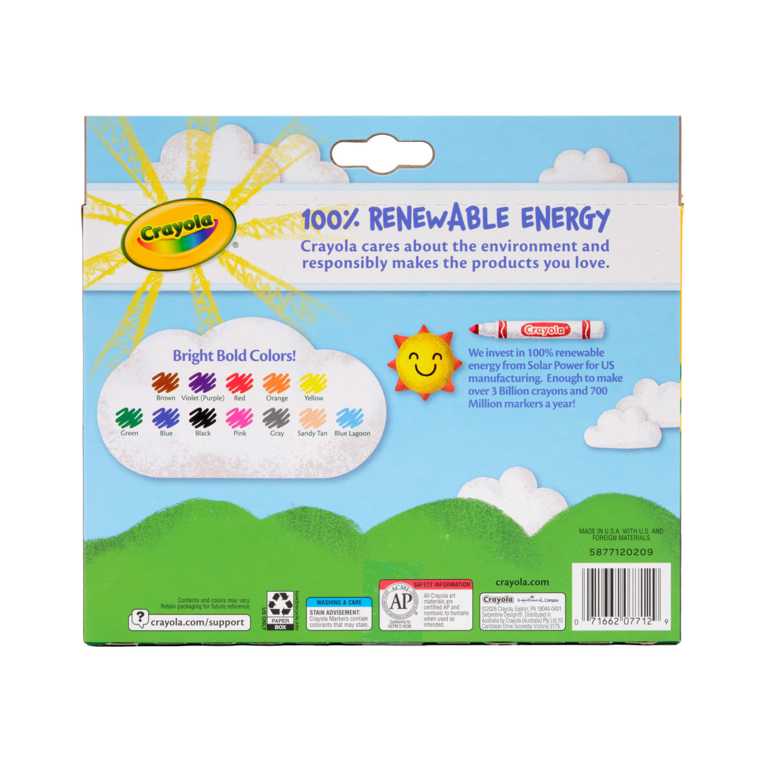 Crayola Broad Line Markers, Assorted Classic And Bright Colors, Box Of 12 - Image 3