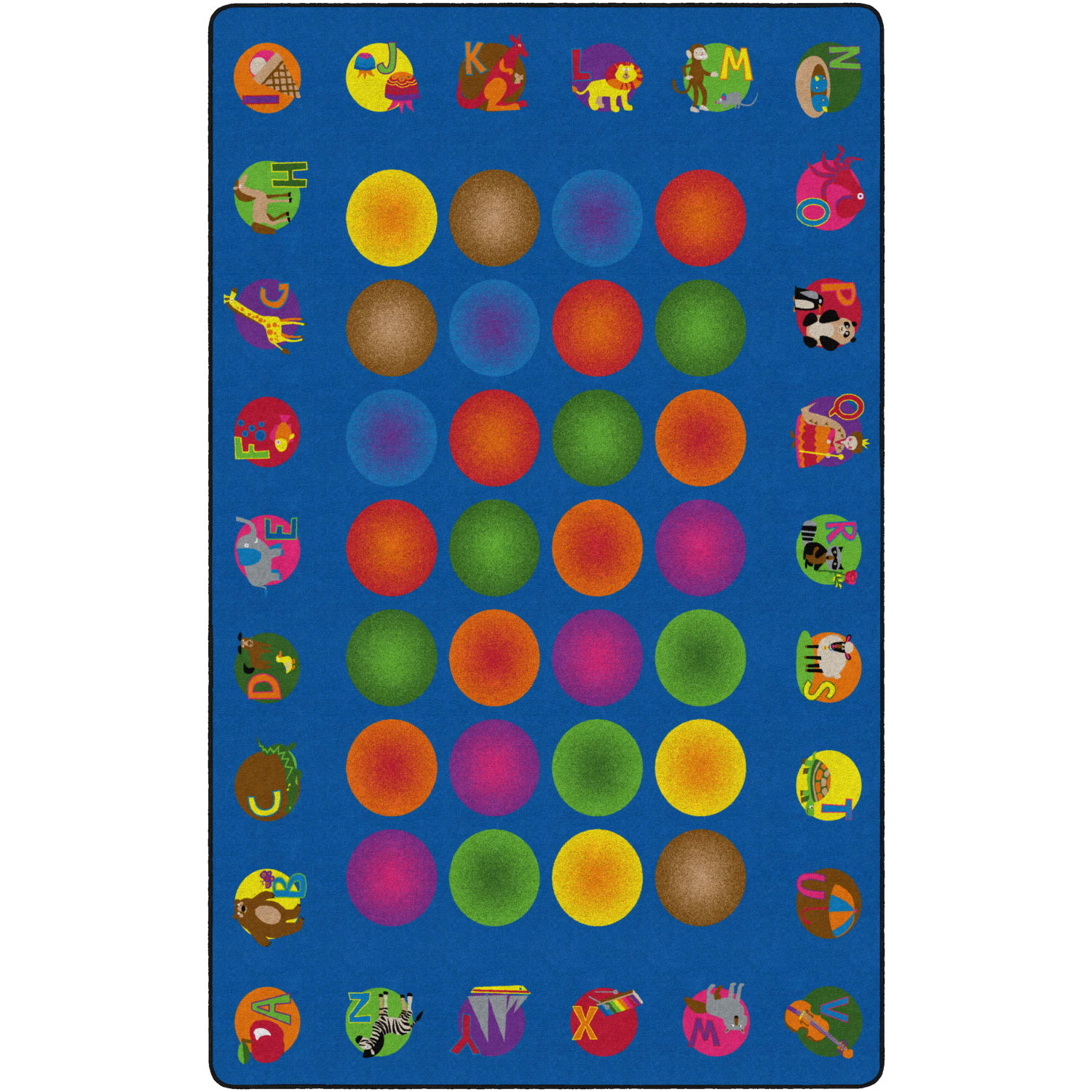 Flagship Carpets Circle Time Learning Rug, Rectangle, 7ft 6in x 12ft, Multicolor