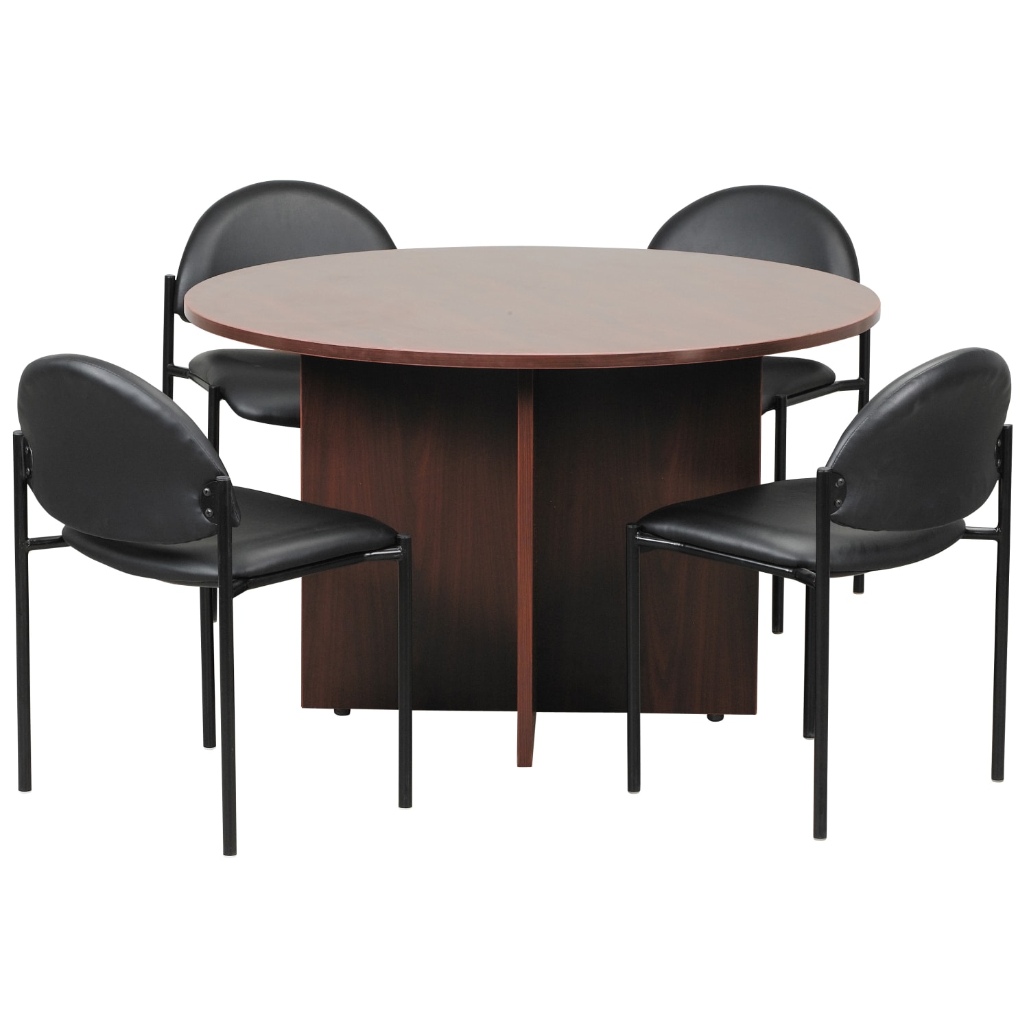 Boss Office Products Conference Table with 4 Chairs, Mahogany/Black - Image 3