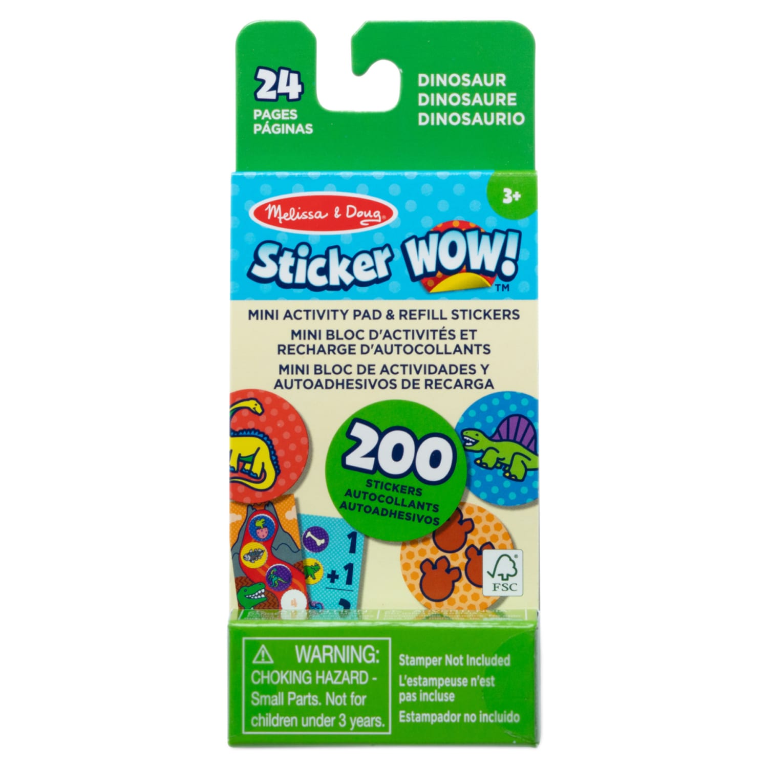 Melissa & Doug Sticker WOW! Mini Activity Pad with Refill Stickers, Dinosaur, 200 Stickers Per Set, 4 Sets - Image 3