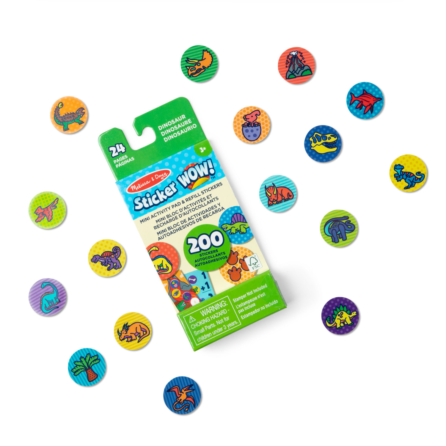 Melissa & Doug Sticker WOW! Mini Activity Pad with Refill Stickers, Dinosaur, 200 Stickers Per Set, 4 Sets - Image 5
