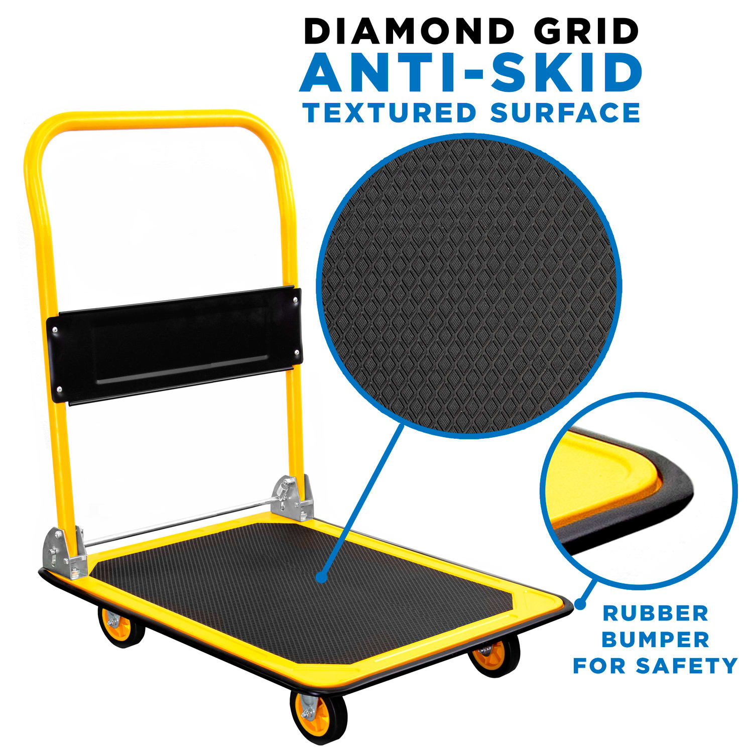 Mount-It! MI-921 Foldable Flatbed With Swivel Wheels, 33inH x 23inW x 35inD, Black - Image 3