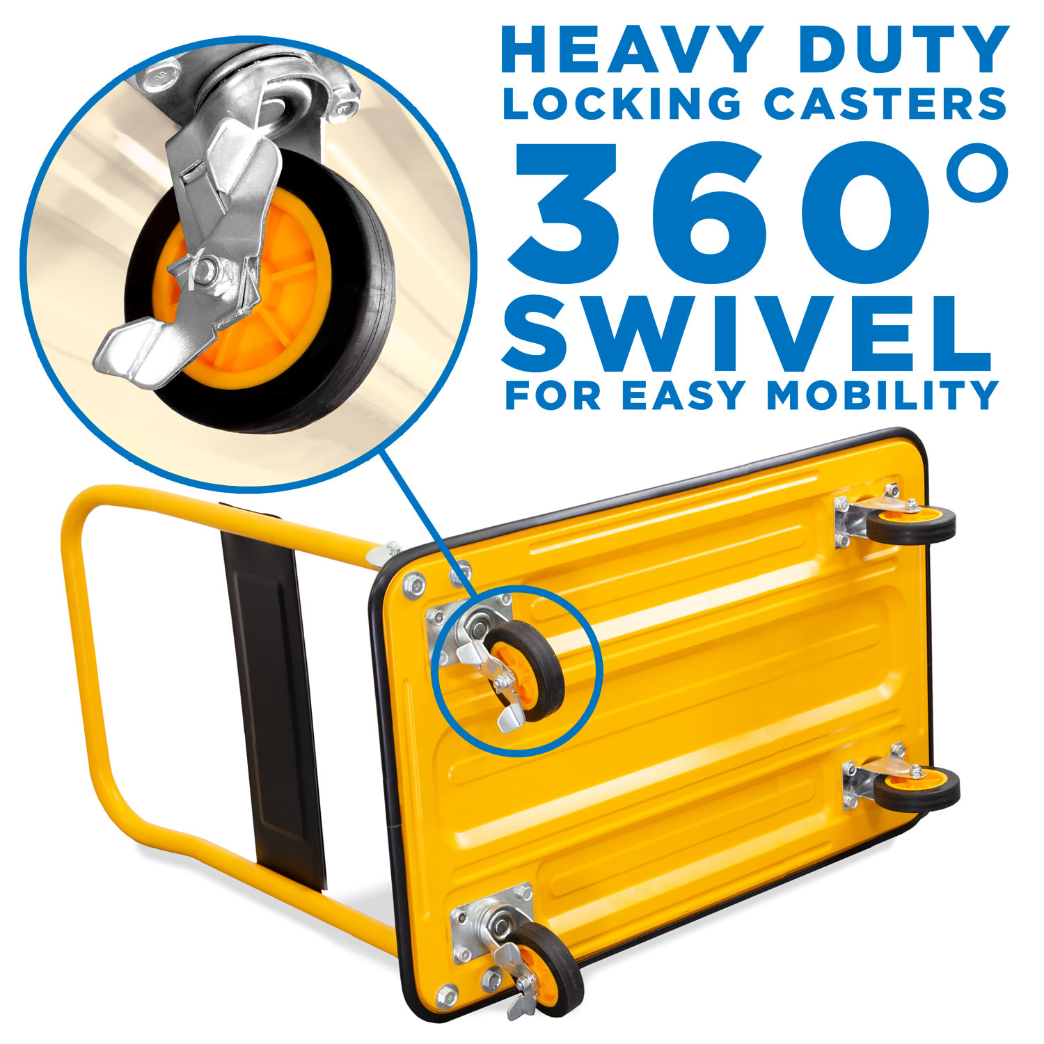Mount-It! MI-921 Foldable Flatbed With Swivel Wheels, 33inH x 23inW x 35inD, Black - Image 4