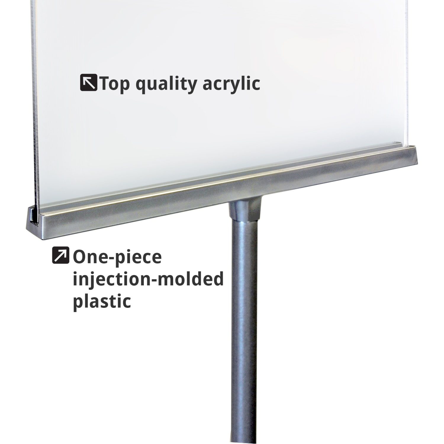 Azar Displays Pedestal 2-Sided Vertical Sign Holder, 62-1/2inH x 12inW x 12inD, Silver/Clear - Image 4