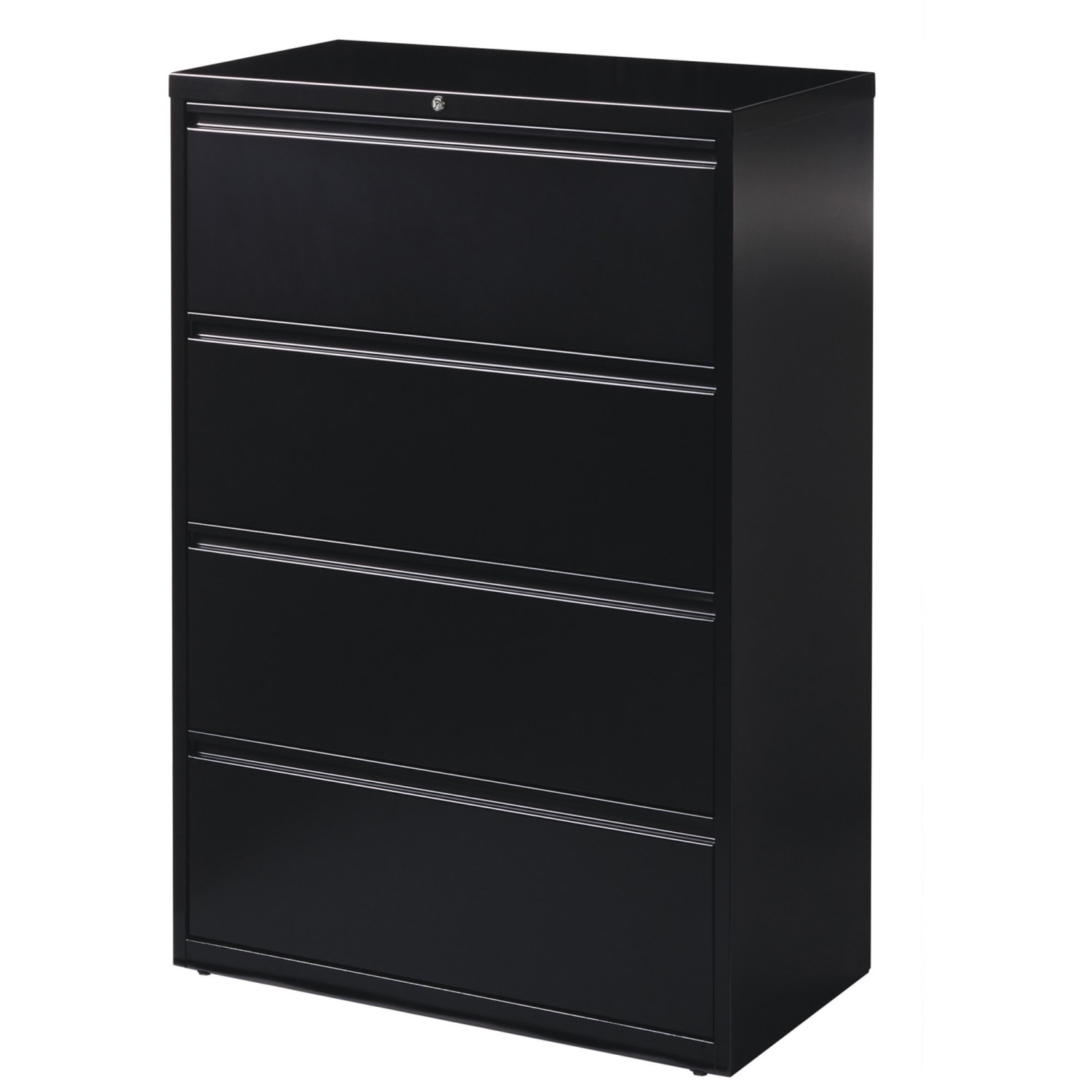 Lorell Fortress 36inW x 18-5/8inD Lateral 4-Drawer File Cabinet, Black - Image 4