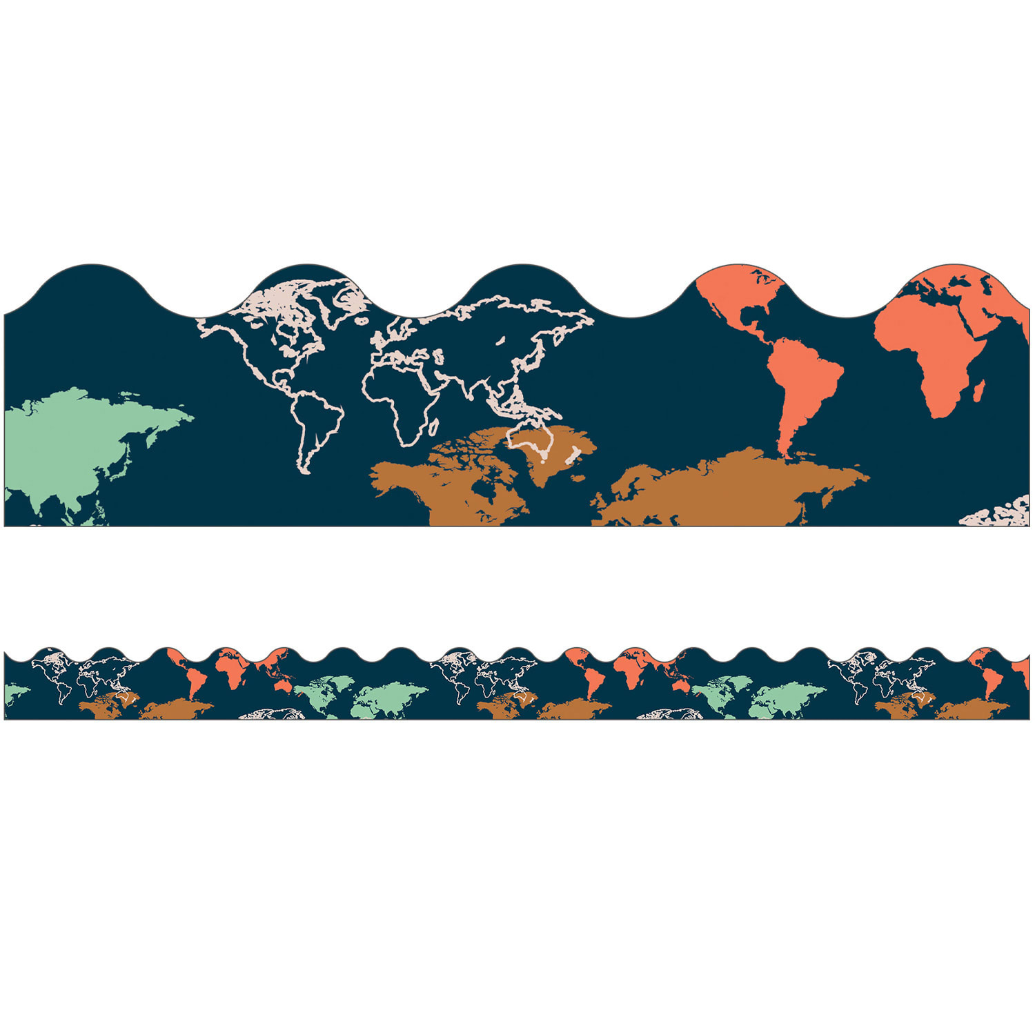 Carson Dellosa Education Scalloped Border, Lets Explore World Map, 39ft Per Pack, Set Of 6 Packs - Image 3