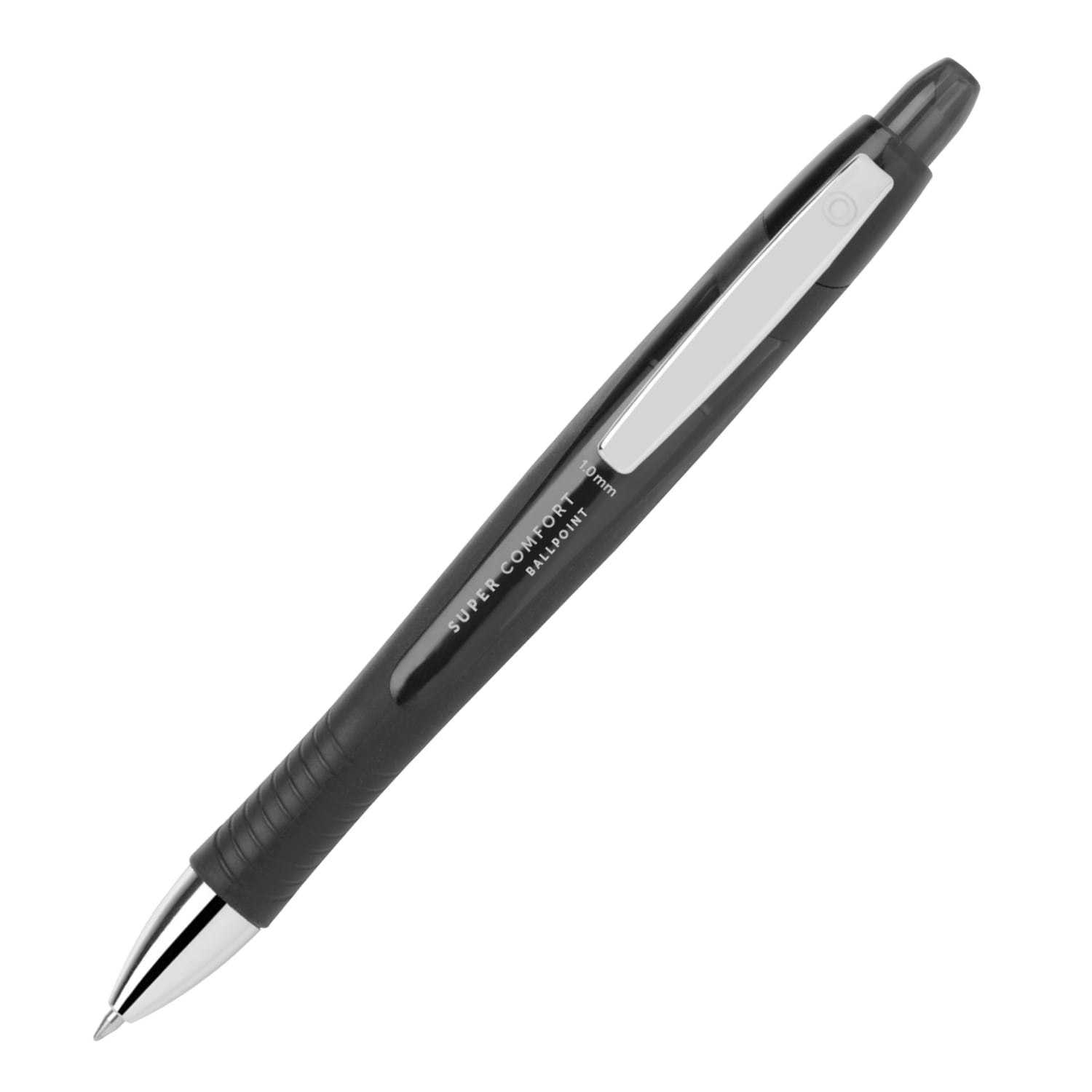 Office Depot Brand Super Comfort Grip Retractable Ballpoint Pens, Medium Point, 1.0 mm, Black Barrel, Black Ink, Pack Of 12 - Image 3