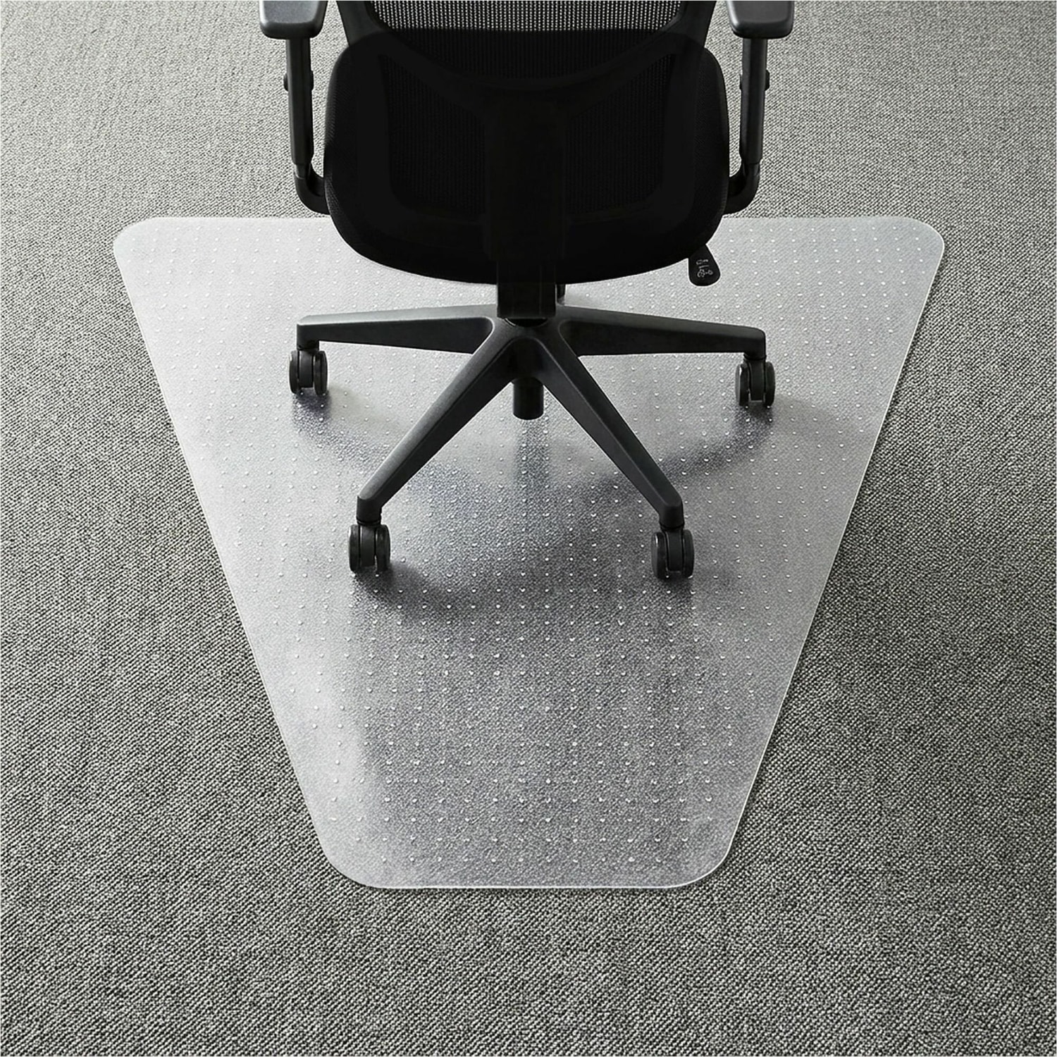 Lorell PlushMat Medium Pile Studded Chair Mat, For L-Workstation With Lip, 60 "x 66in, Clear - Image 3