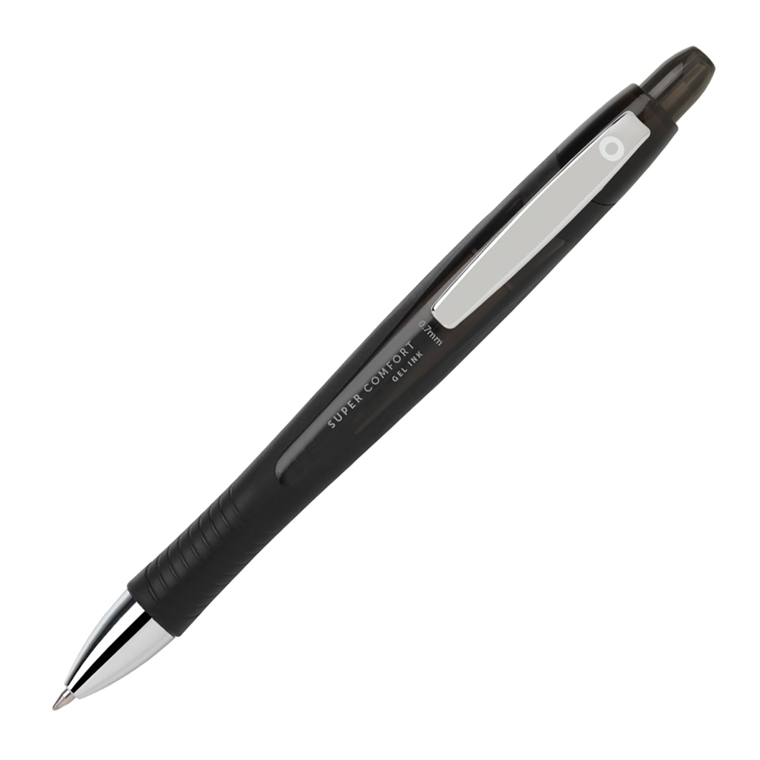 Office Depot Brand Super Comfort Grip Retractable Gel Pens, Medium Point, 0.7 mm, Black Barrel, Black Ink, Pack Of 12 - Image 3