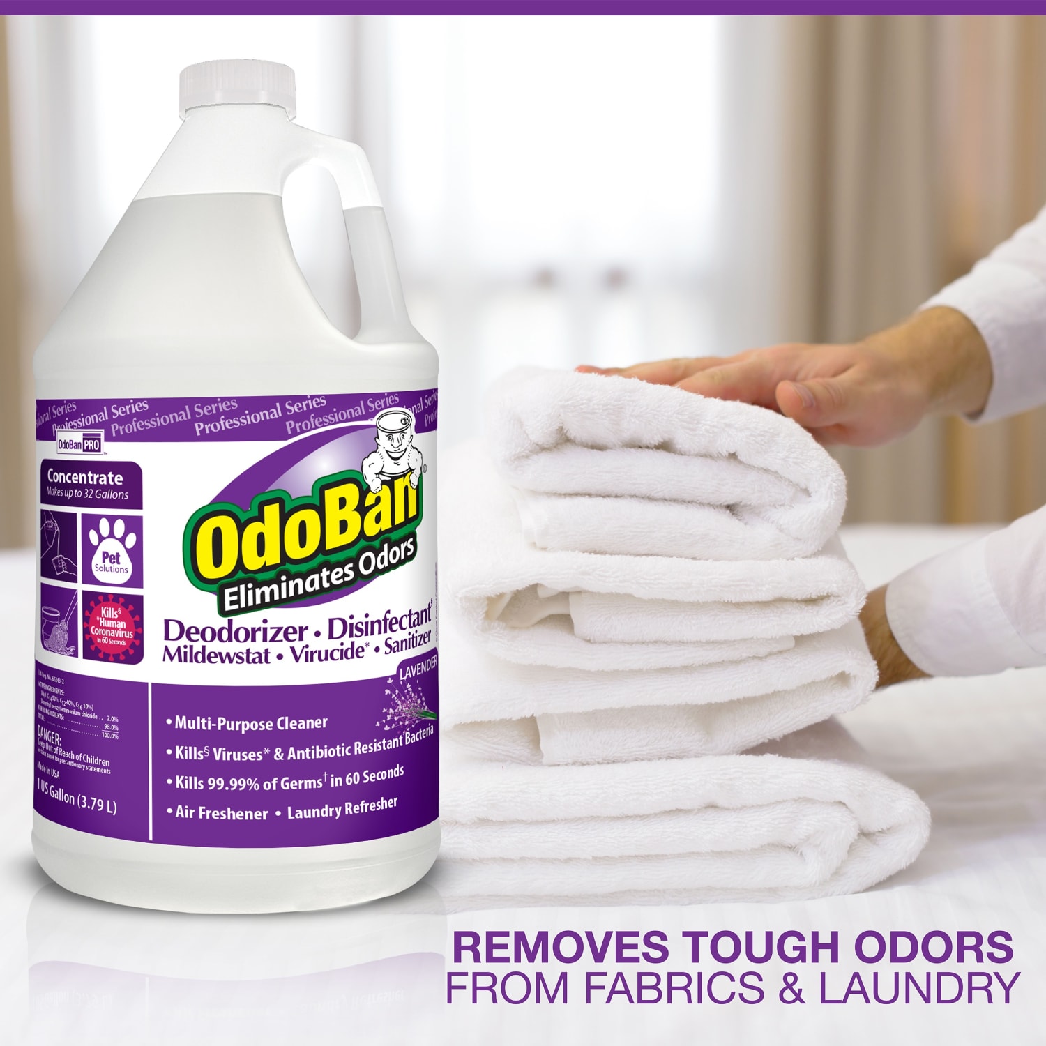 OdoBan Professional Disinfectant And Odor Eliminator Concentrate, Lavender Scent, 1 Gallon, Pack Of 2 Jugs - Image 5