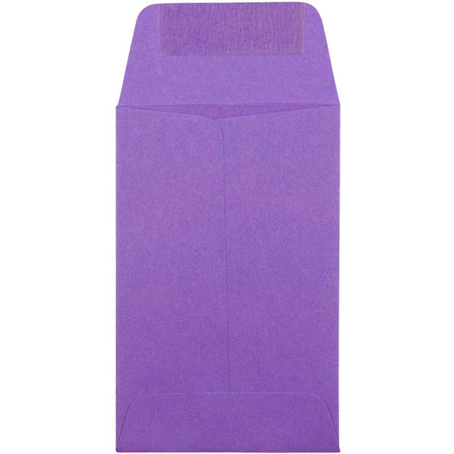 JAM PAPER #1 Coin Business Colored Envelopes, 2 1/4 x 3 1/2, Violet Purple Recycled, 25/Pack - Image 3