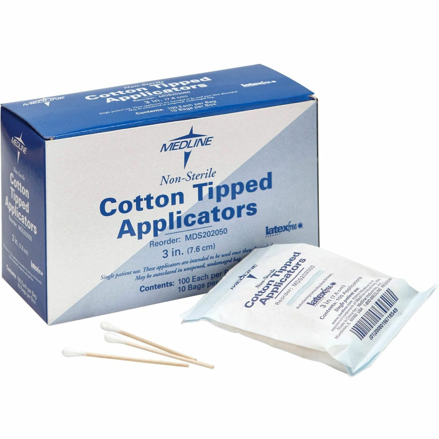 Medline Cotton Tip Applicators, 3in, Nonsterile, White, Box Of 1000 - Image 3