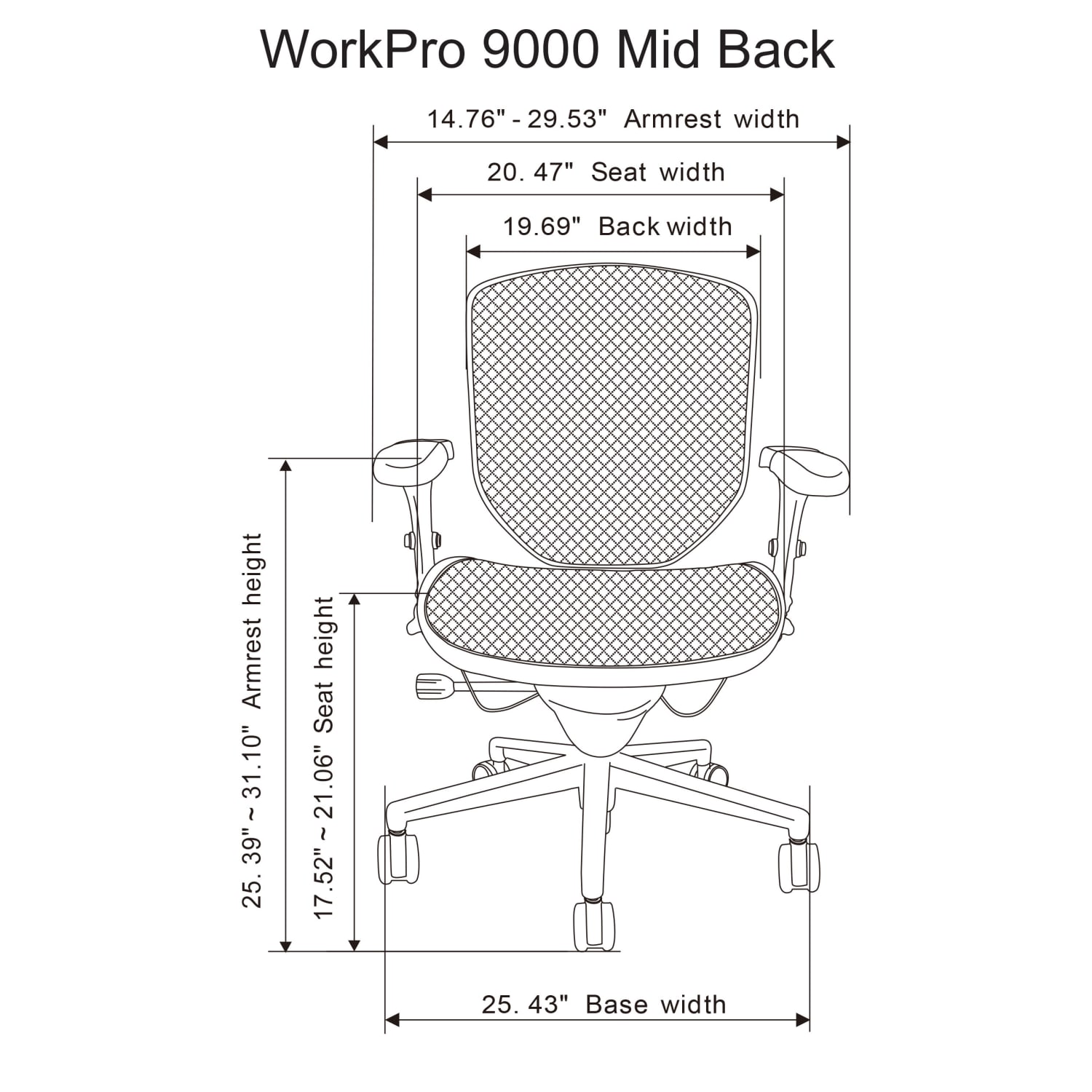 WorkPro Quantum 9000 Series Ergonomic MeshMesh Mid Back Chair BlackGray BIFMA Compliant PopularChairscom