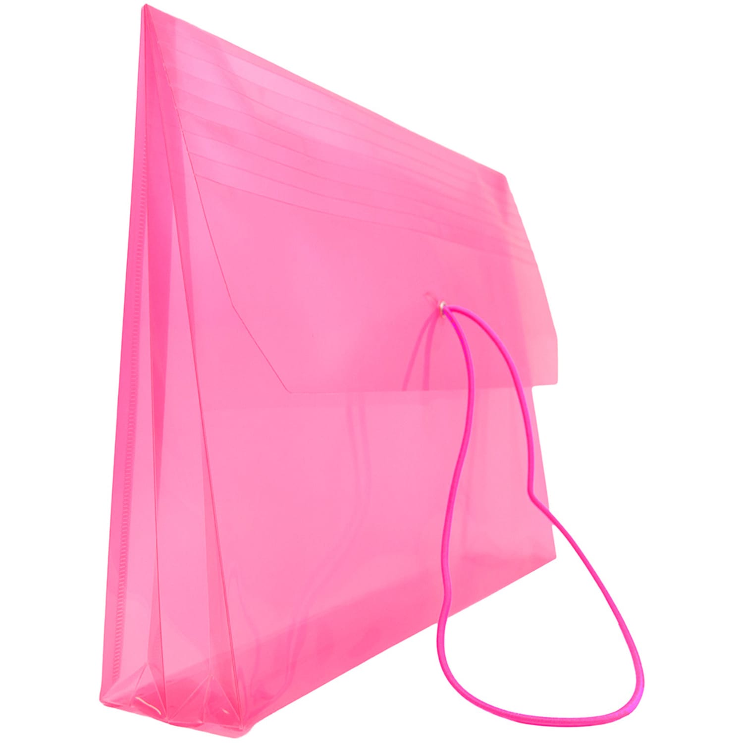 JAM Paper Plastic Booklet Envelope, Letter-Size, 9 3/4in x 13in, Bungee Closure, Fuchsia Pink - Image 4