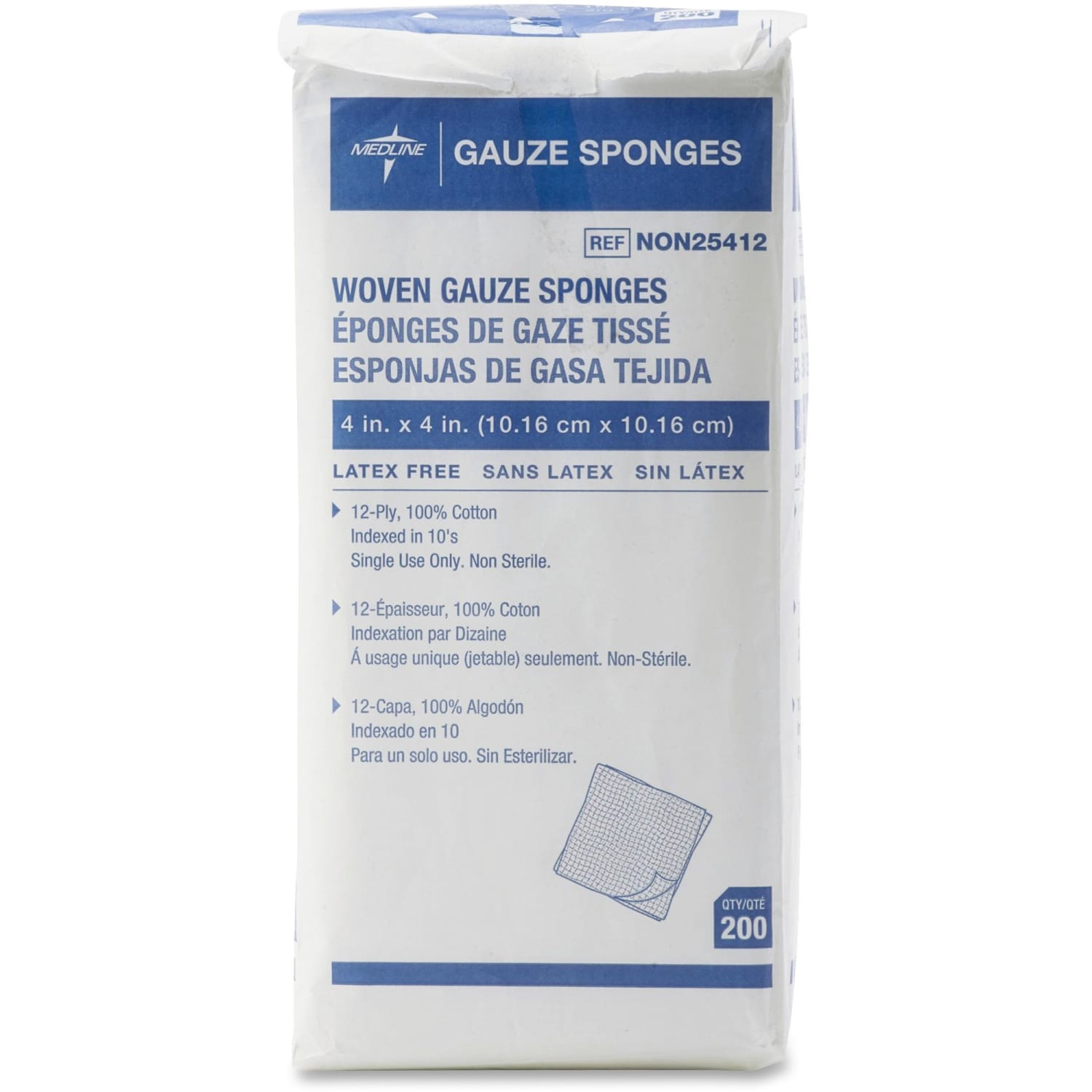Medline Gauze Sponges, Non-Sterile, 4in x 4in, 12-Ply, Box Of 200 - Image 3
