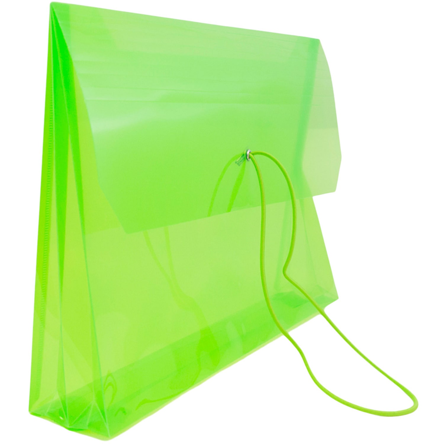 JAM Paper Plastic Booklet Envelope, Letter-Size, 9 3/4in x 13in, Bungee Closure, Lime Green - Image 4
