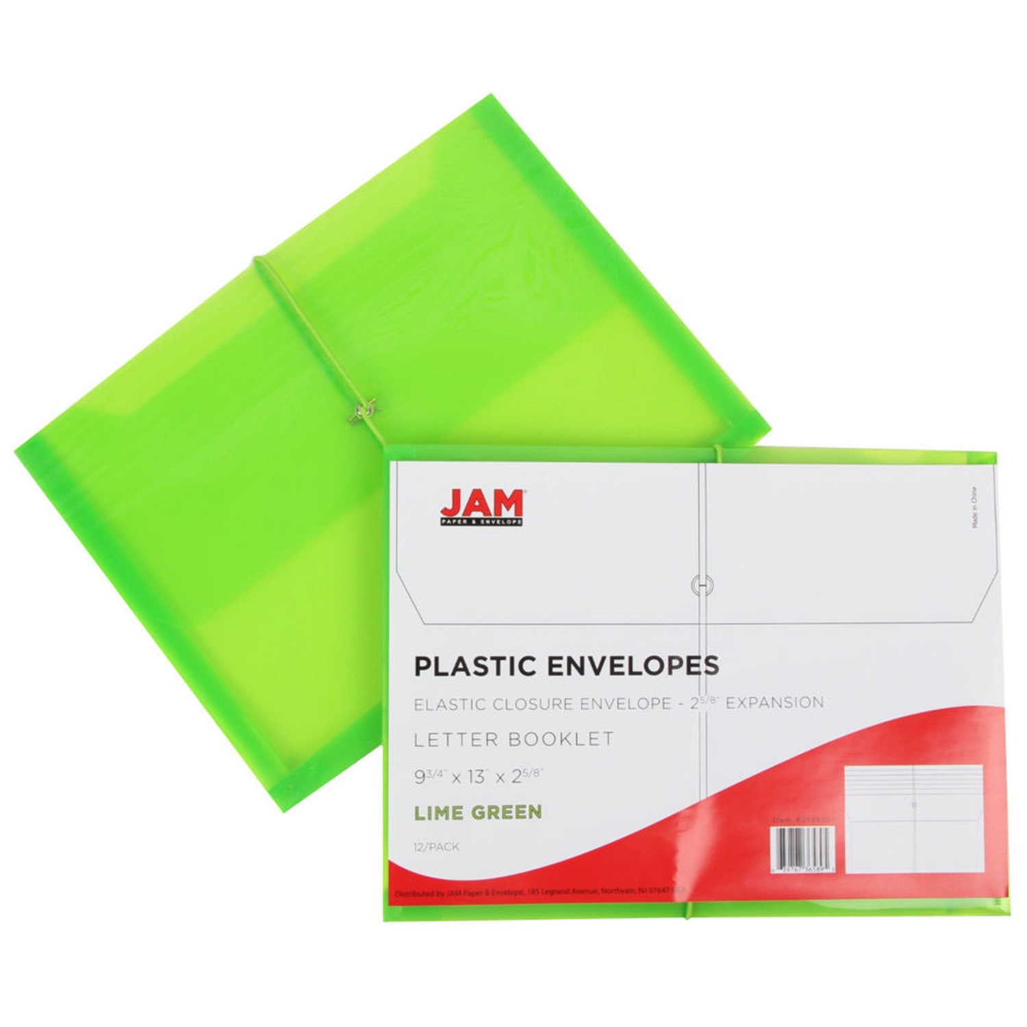 JAM Paper Plastic Booklet Envelope, Letter-Size, 9 3/4in x 13in, Bungee Closure, Lime Green - Image 5