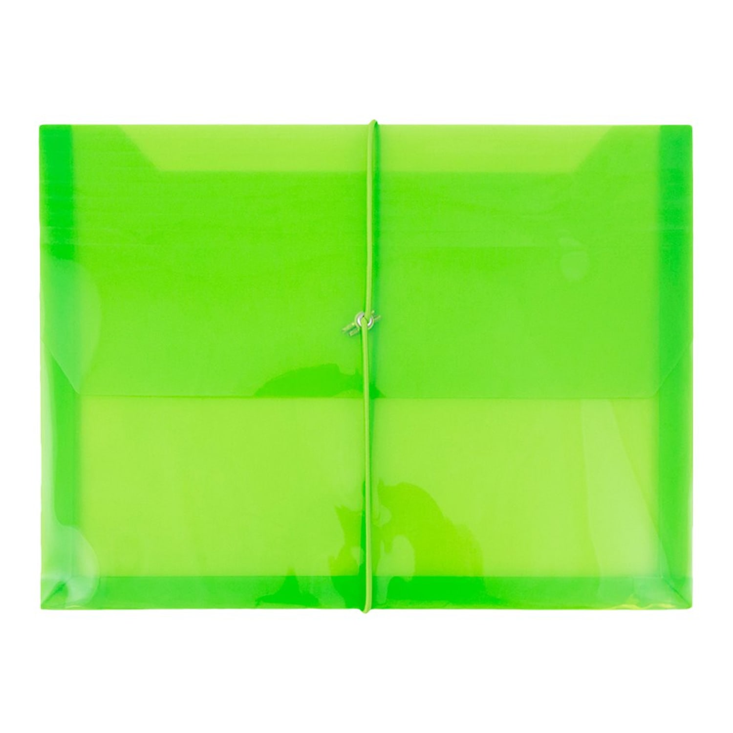 JAM Paper Plastic Booklet Envelope, Letter-Size, 9 3/4in x 13in, Bungee Closure, Lime Green - Image 6