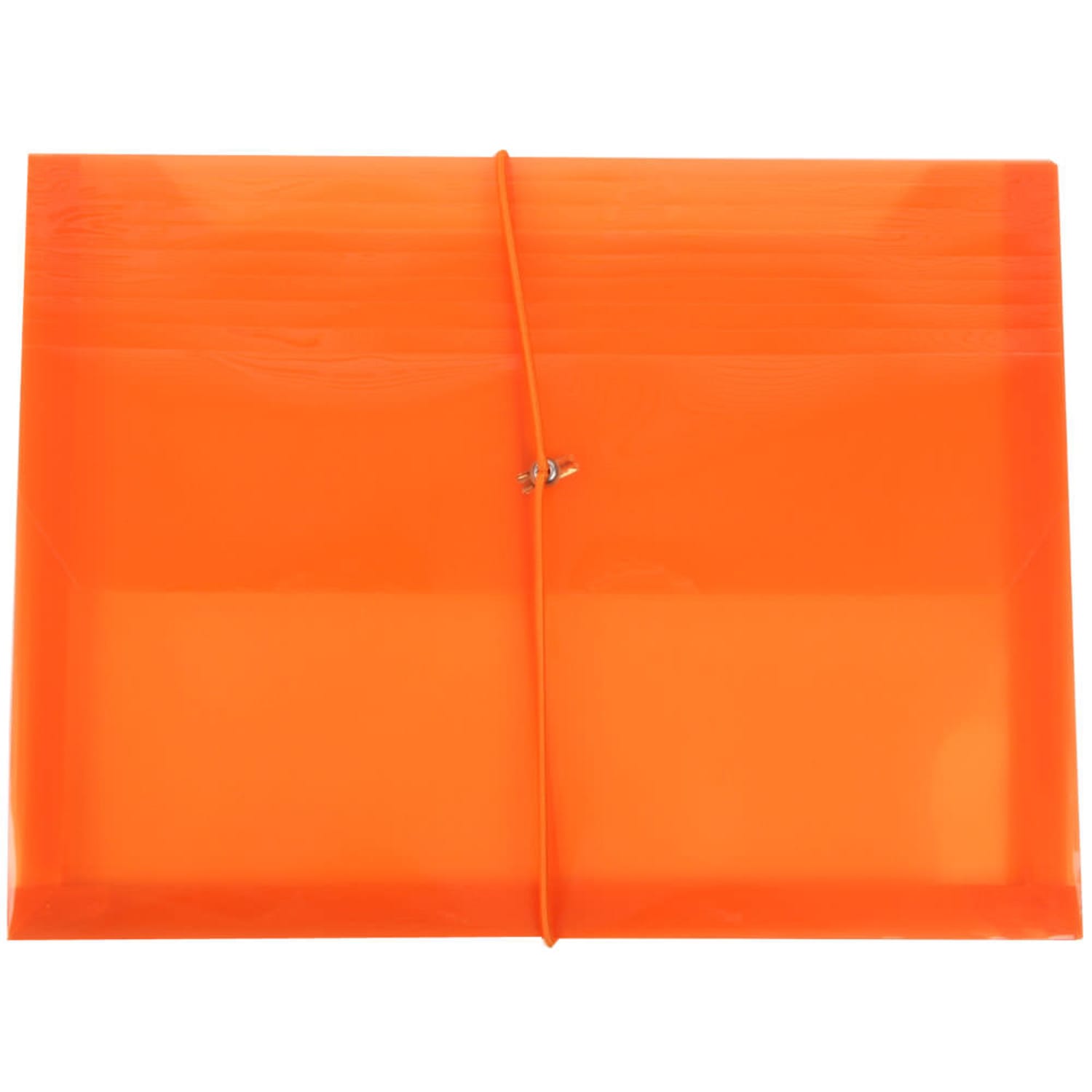 JAM Paper Plastic Booklet Envelope, Letter-Size, 9 3/4in x 13in, Bungee Closure, Orange
