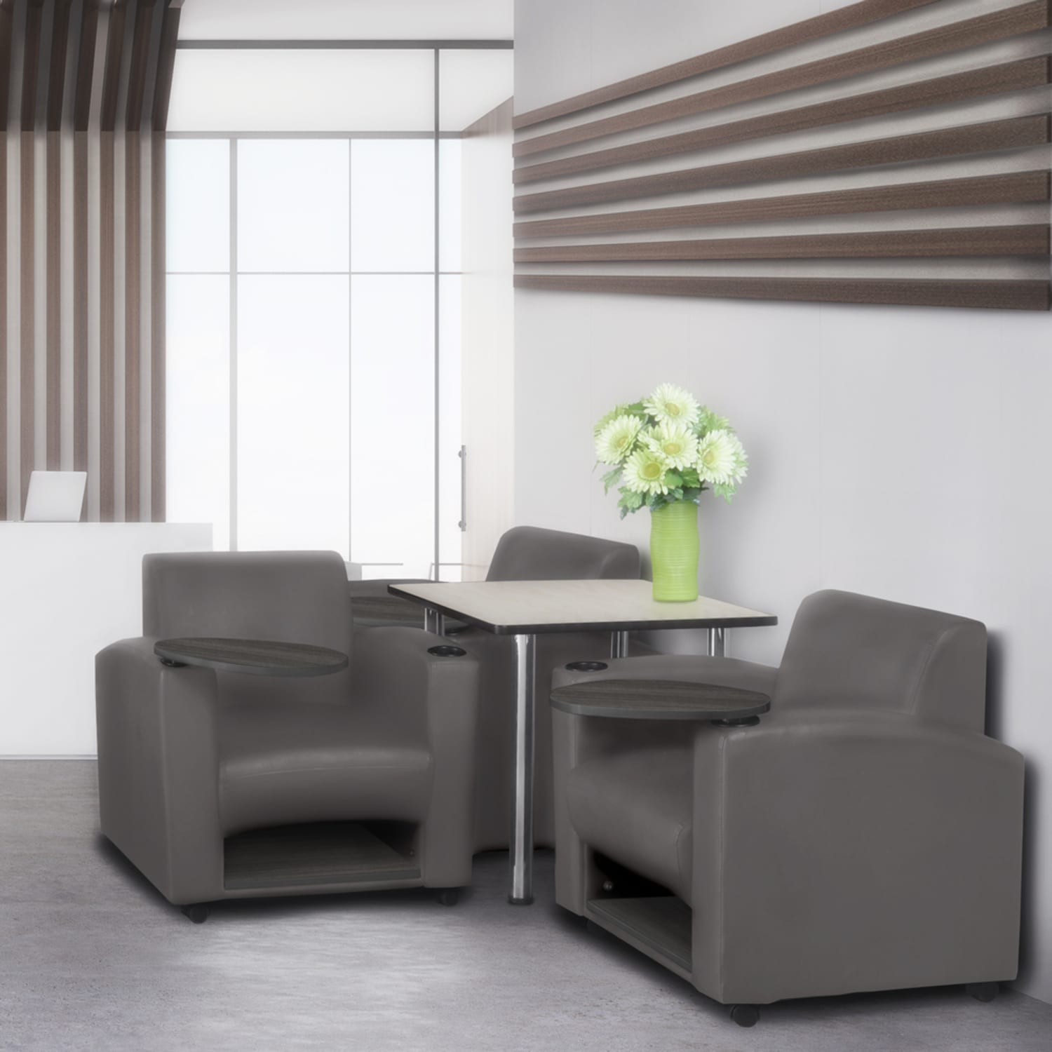 Regency Nova Lounge Accent Chair With Tablet Arm And Storage, Gray - Image 3