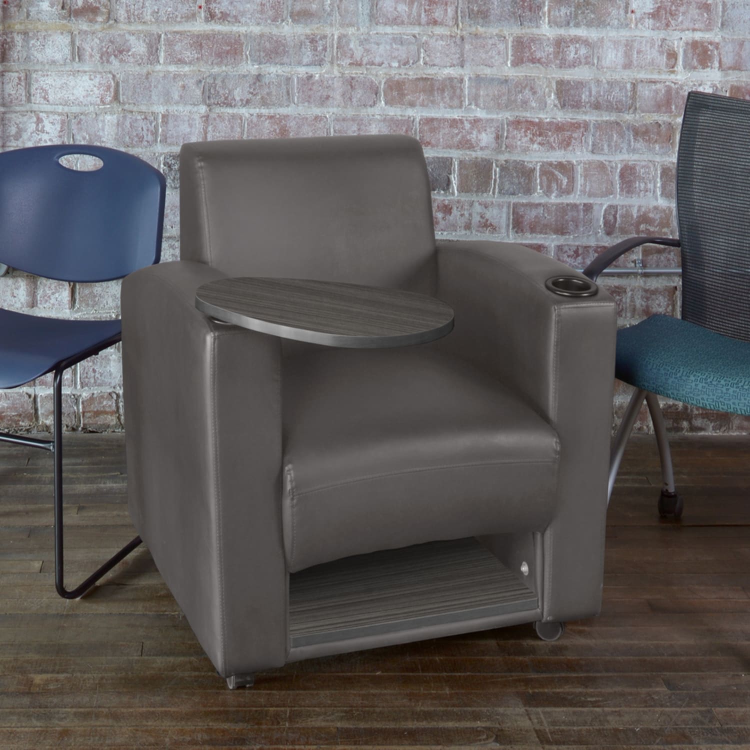 Regency Nova Lounge Accent Chair With Tablet Arm And Storage Gray PopularChairscom
