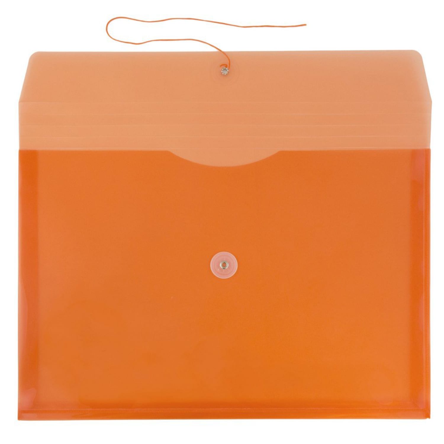 JAM Paper Plastic Booklet Envelopes, Legal-Size, 9 3/4in x 14 1/2in, Button & String Closure, Orange, Pack Of 12 - Image 3
