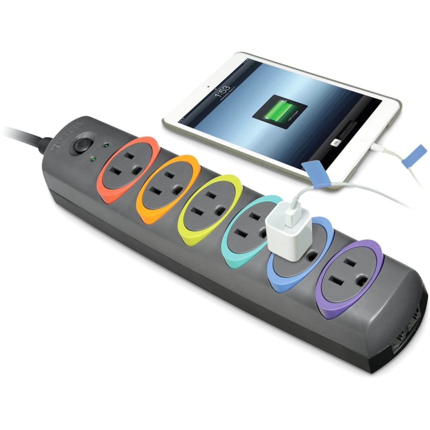 Kensington SmartSockets Premium Surge Protector, 1260 Joules, 6-Outlet, 8ft Cord - Image 4