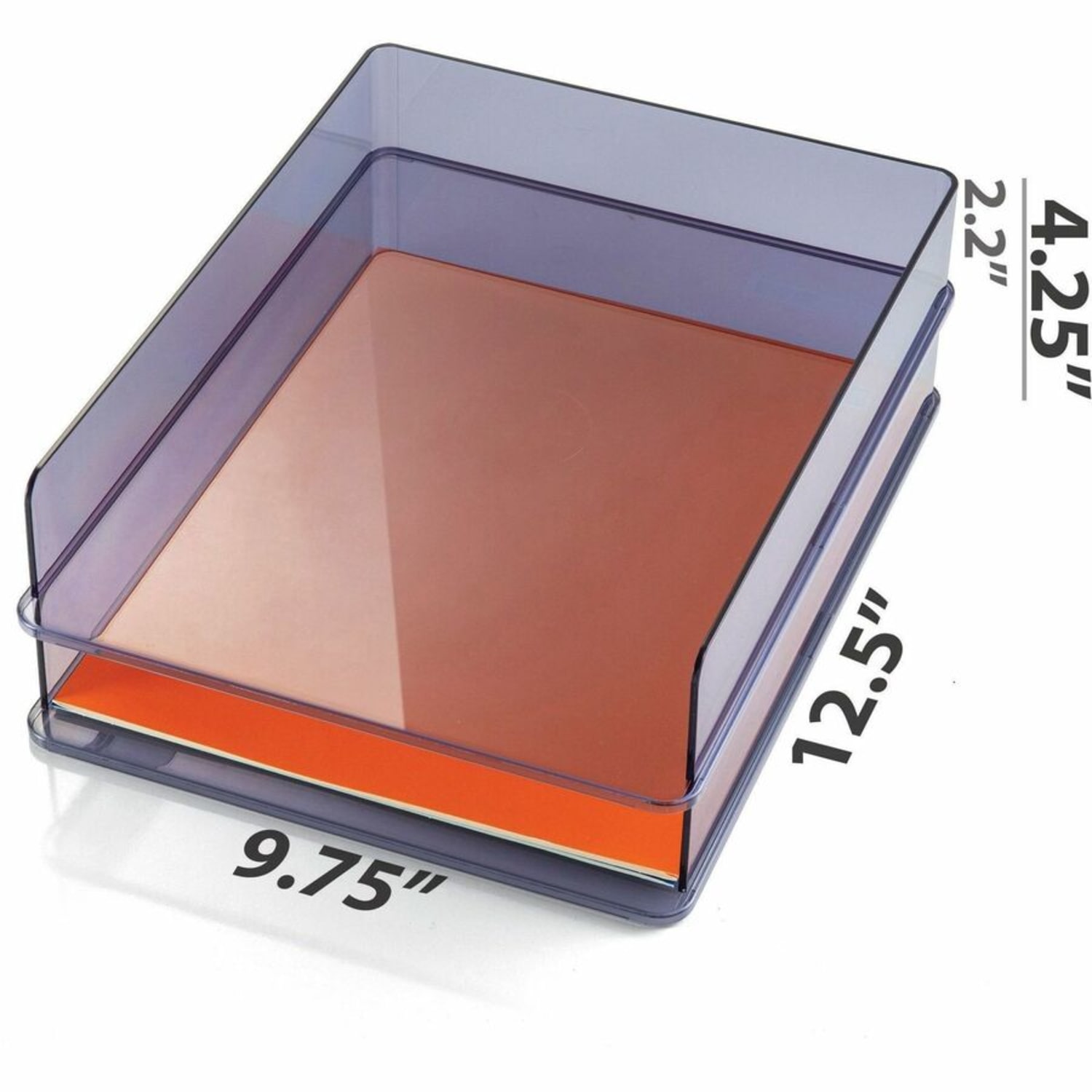 Officemate 21040 Paper Tray, Stackable, Letter Tray, Recycled , Gray, 2PK - 2 Compartment(s) - 2.80inx12.80inx 10.20in Depth - 21040 - Image 4