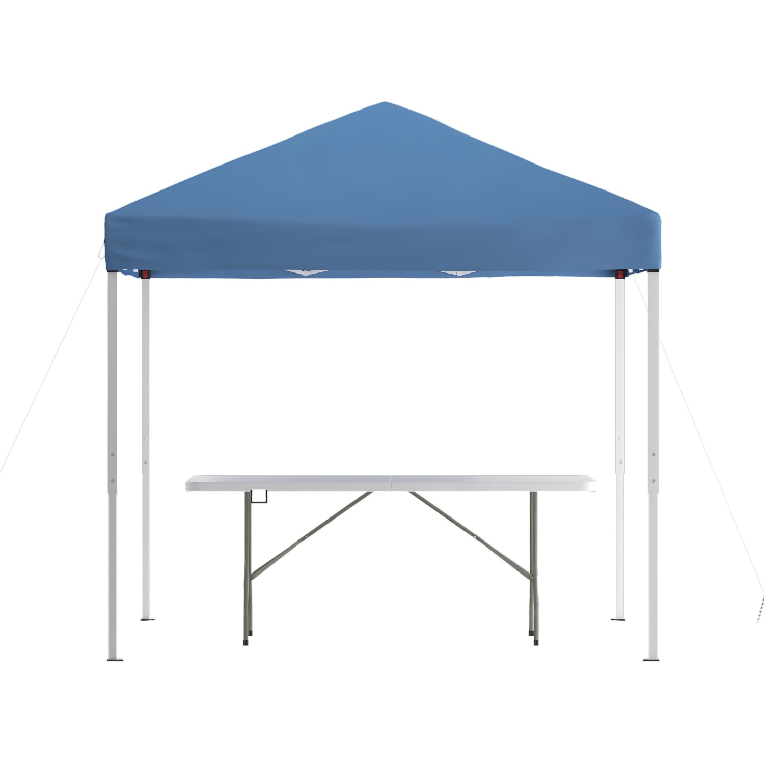 Flash Furniture 8ftx8ft Pop Up Event Canopy Tent with Carry Bag and 6-Foot Bi-Fold Folding Table with Carrying Handle - Tailgate Tent Set, Blue - Image 3