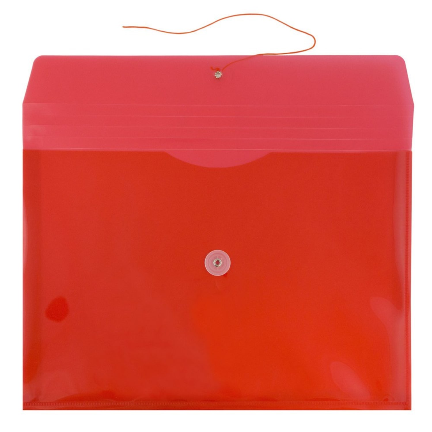 JAM Paper Plastic Booklet Envelopes, Legal-Size, 9 3/4in x 14 1/2in, Button & String Closure, Red, Pack Of 12 - Image 3