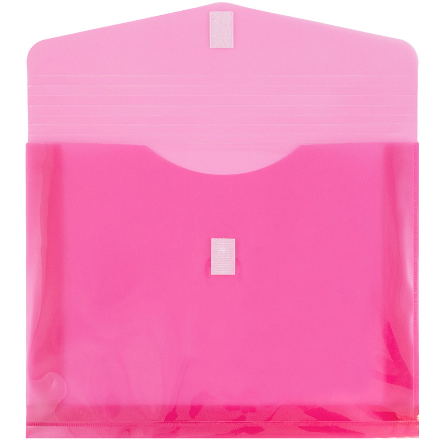 JAM Paper Plastic Booklet Envelopes, Letter-Size, 9 3/4in x 13in, Hook & Loop Closure, Fuchsia Pink, Pack Of 12 - Image 3
