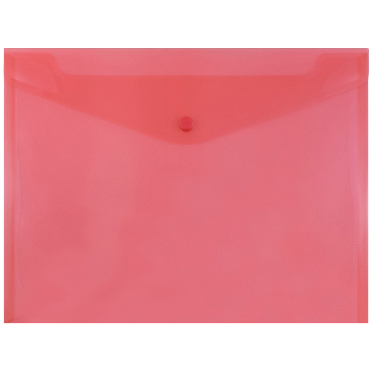 JAM Paper Booklet Plastic Envelopes, Letter-Size, 9 3/4in x 13in, Button-Snap Closure, Red, Pack Of 12