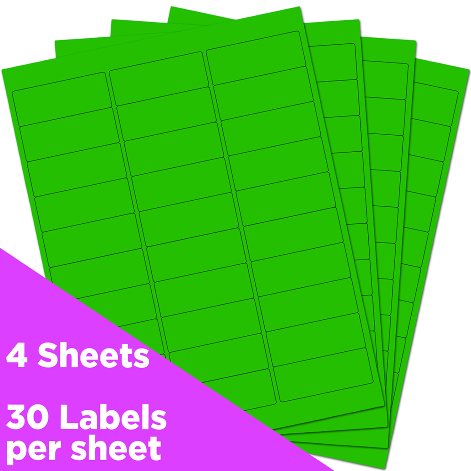 JAM Paper Mailing Address Labels, Rectangle, 1in x 2-5/8in, Neon Green, 30 Labels Per Sheet, Pack Of 4 Sheets - Image 3