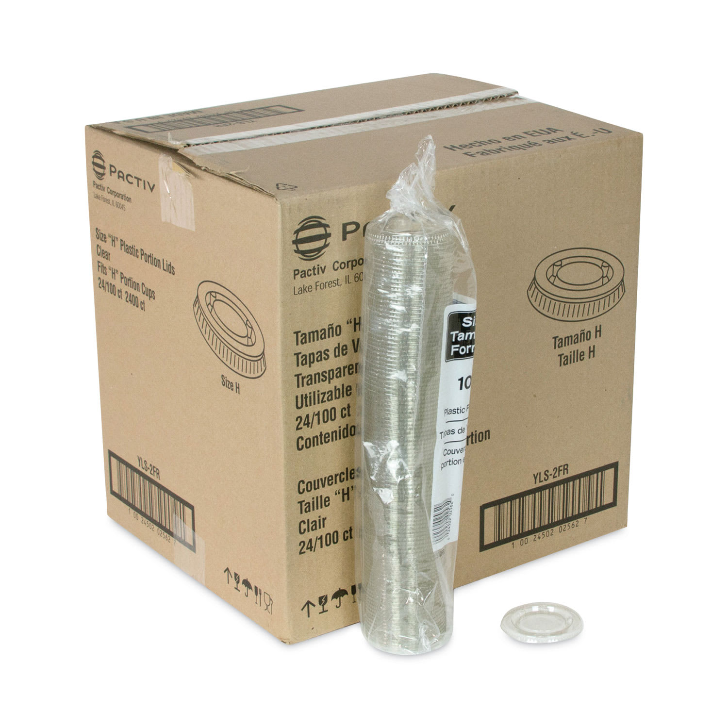 Pactiv Evergreen Plastic Portion Cup Lid, Fits 1.5 oz to 2.5 oz Cups, Clear, 100/Pack, 24 Packs/Carton - Image 5