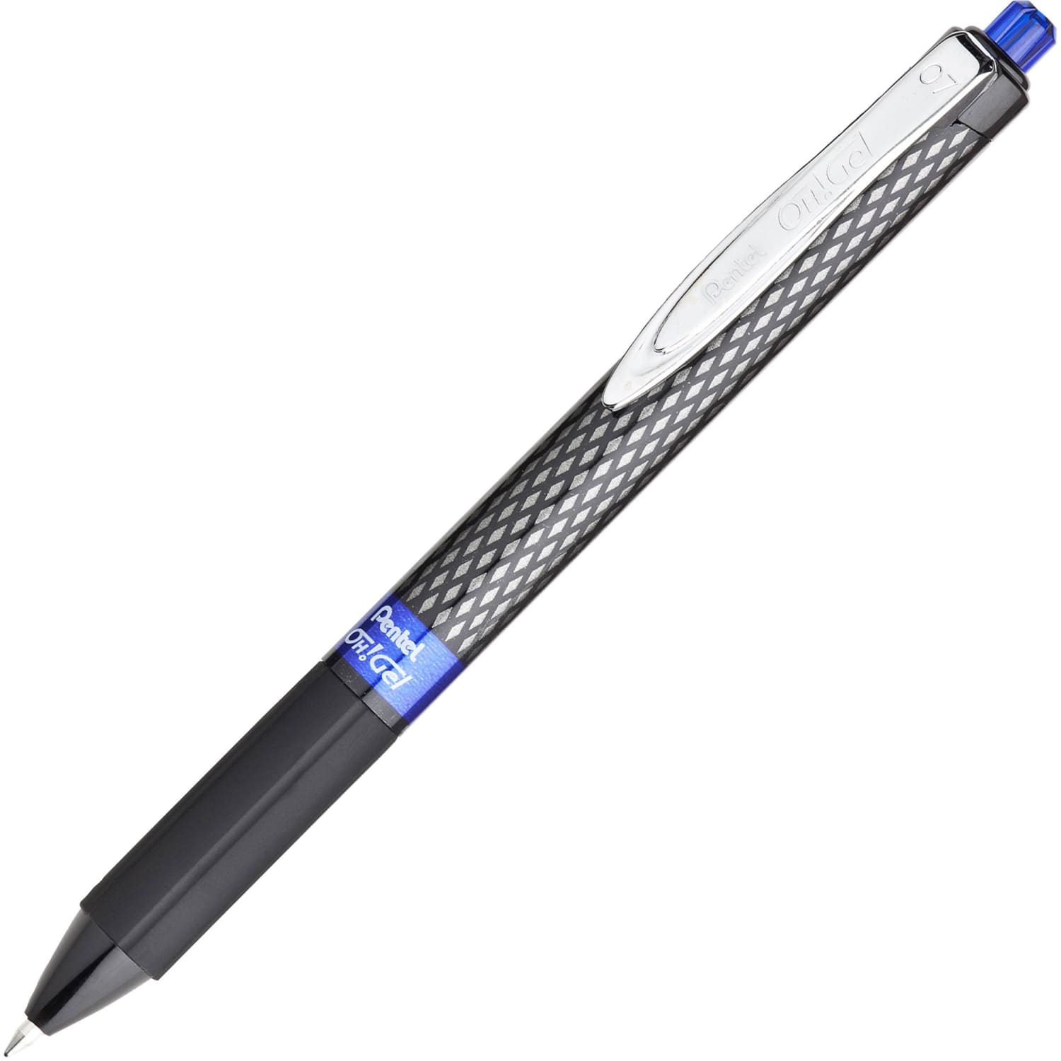Pentel OH! Gel Pens, Medium Point, 0.7 mm, Carbon Fiber Barrel, Blue Ink, Pack Of 12 Pens - Image 3